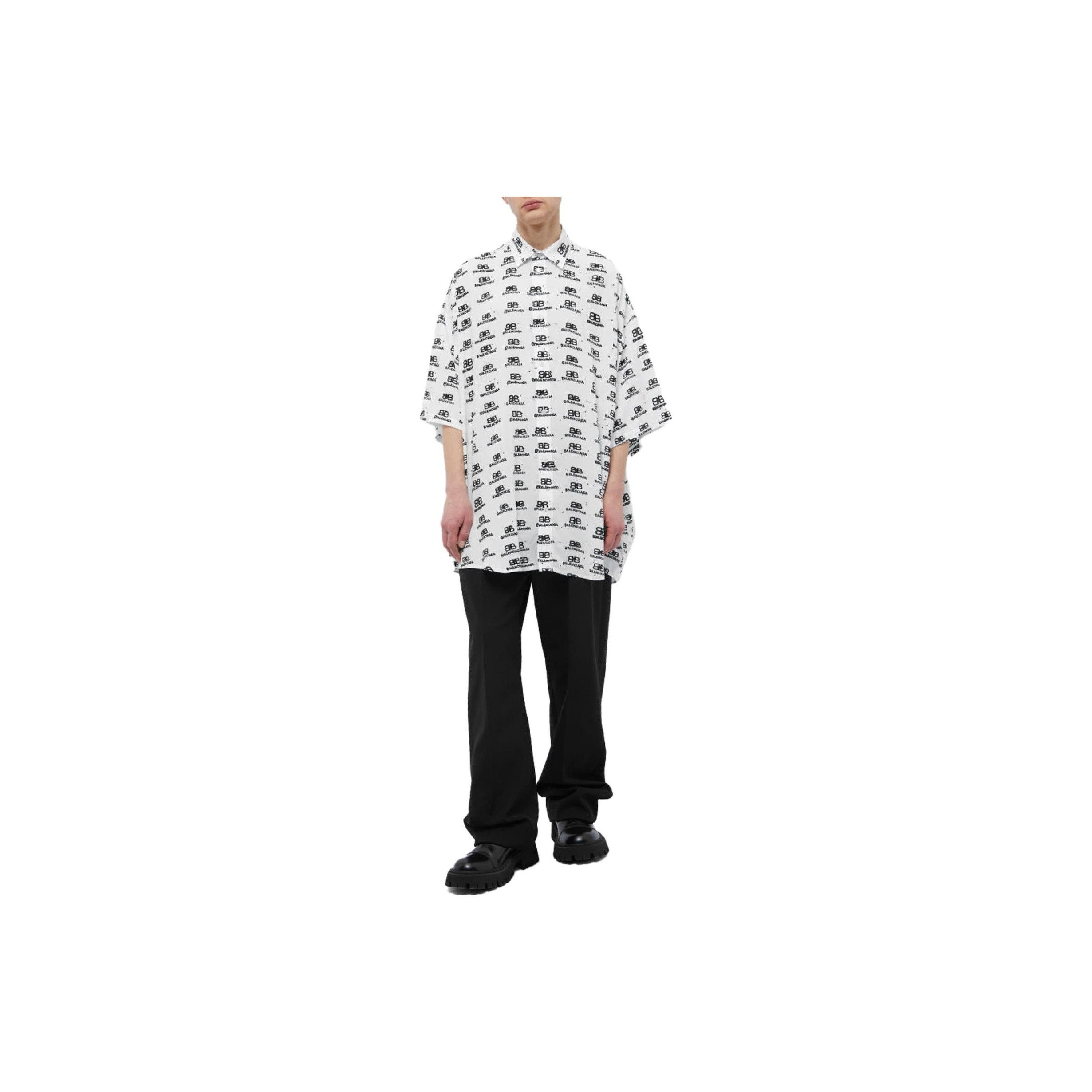Balenciaga Balenciaga All-over Logo Short Sleeve Shirt US S Size US S / EU 44-46 / 1 - 7 Thumbnail