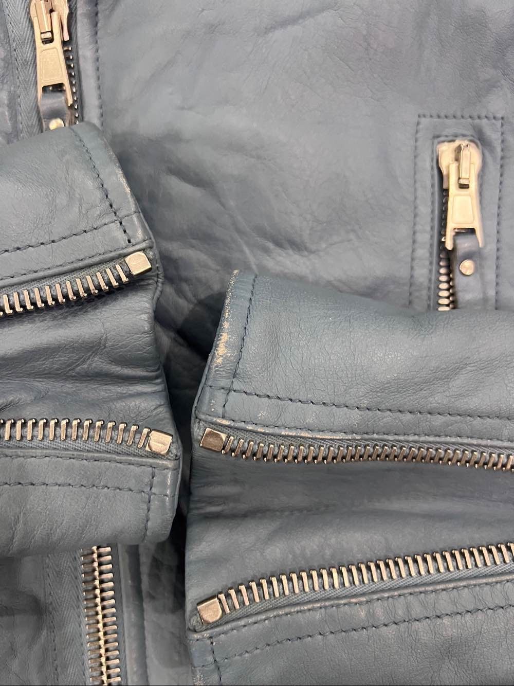 Balenciaga Balenciaga Leather Moto Jacket Light Blue Size 38 Size S / US 4 / IT 40 - 5 Thumbnail
