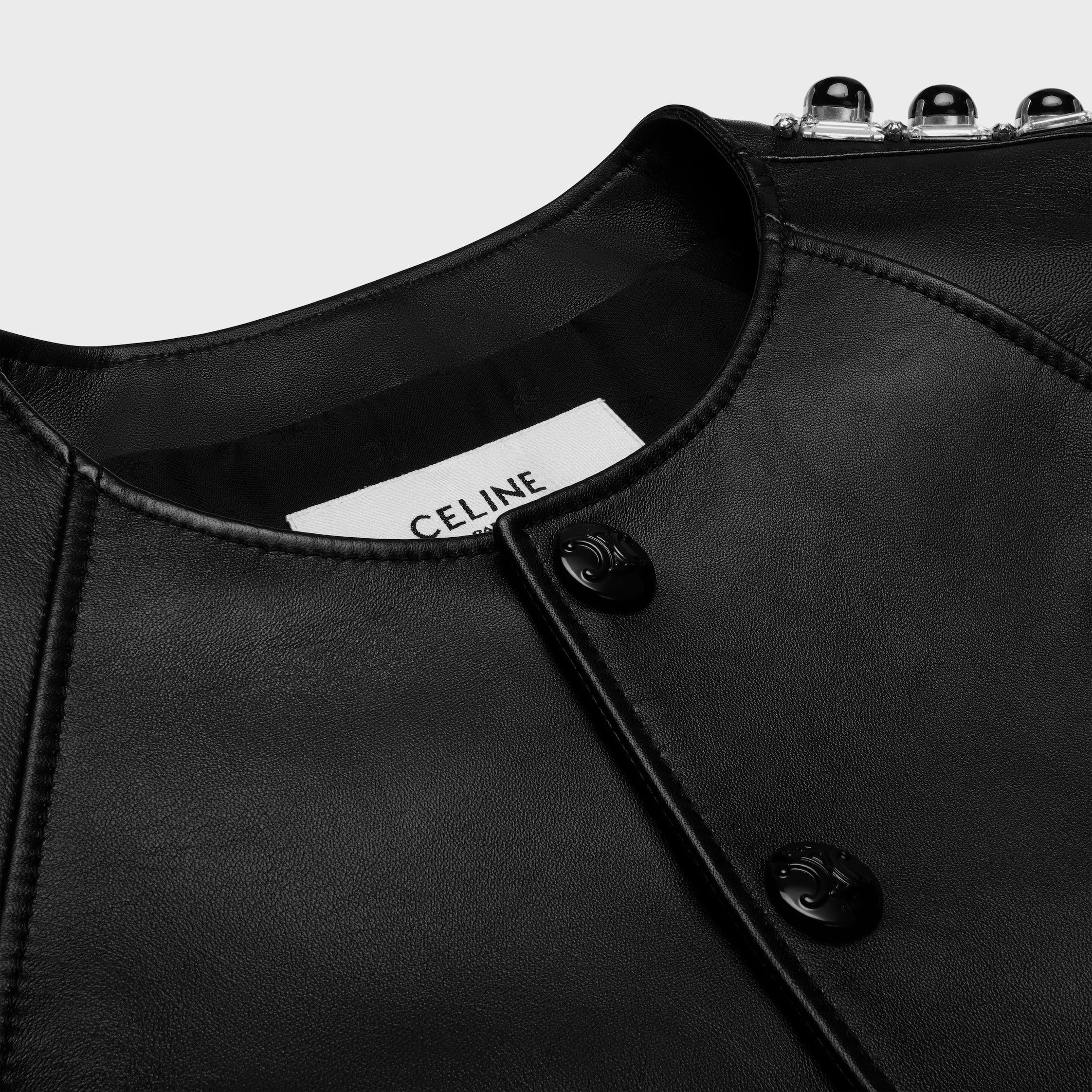 Celine EMBROIDERED BLOUSON JACKET IN SOFT LAMBSKIN black Size S / US 4 / IT 40 - 3 Thumbnail