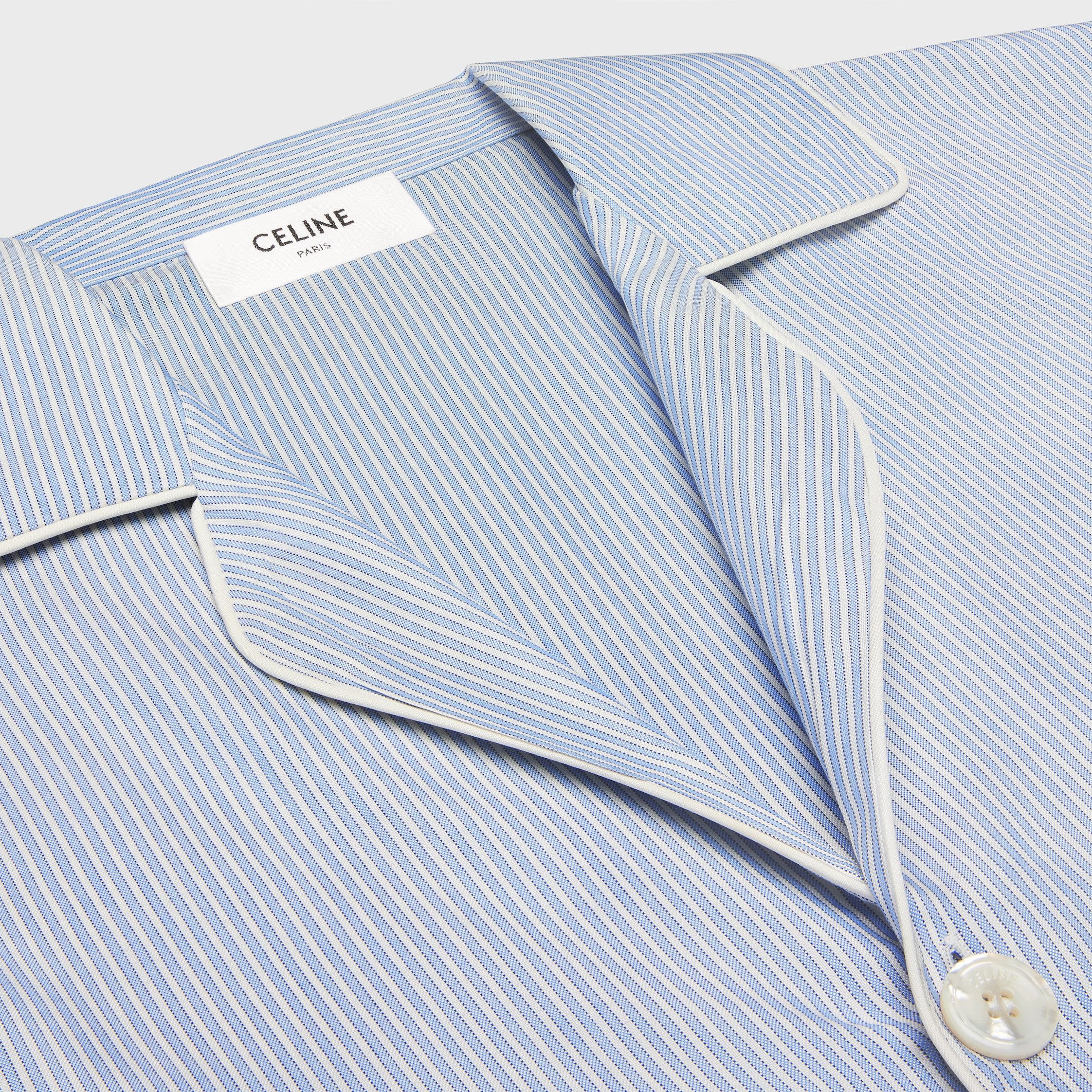 Celine PAJAMA SHIRT IN STRIPED SILK blue/chalk/marine Size M / US 6-8 / IT 42-44 - 3 Thumbnail
