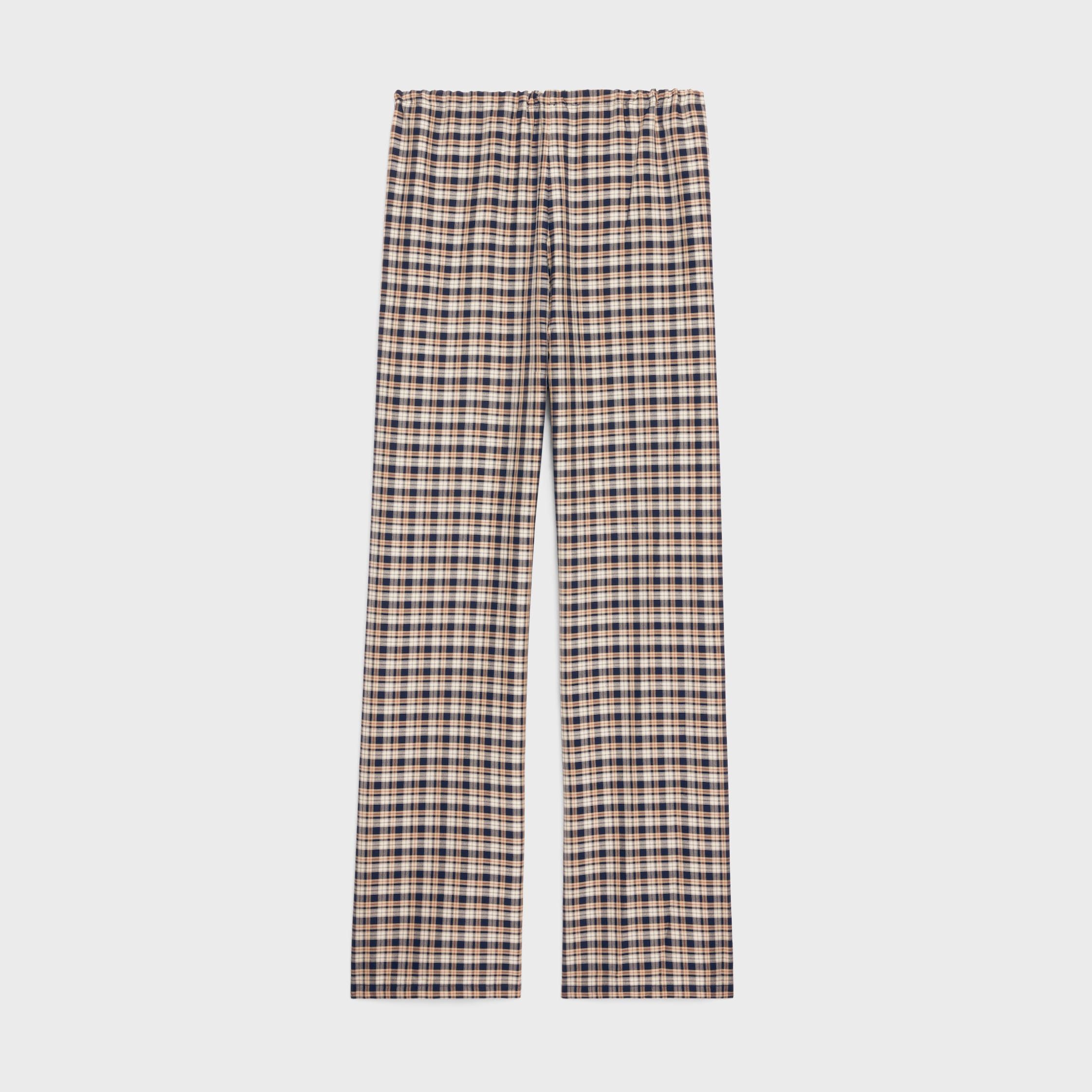 Celine PAJAMA PANTS IN CHECKED SILK navy/beige/chalk Size 28" / US 6 / IT 42 - 2 Thumbnail