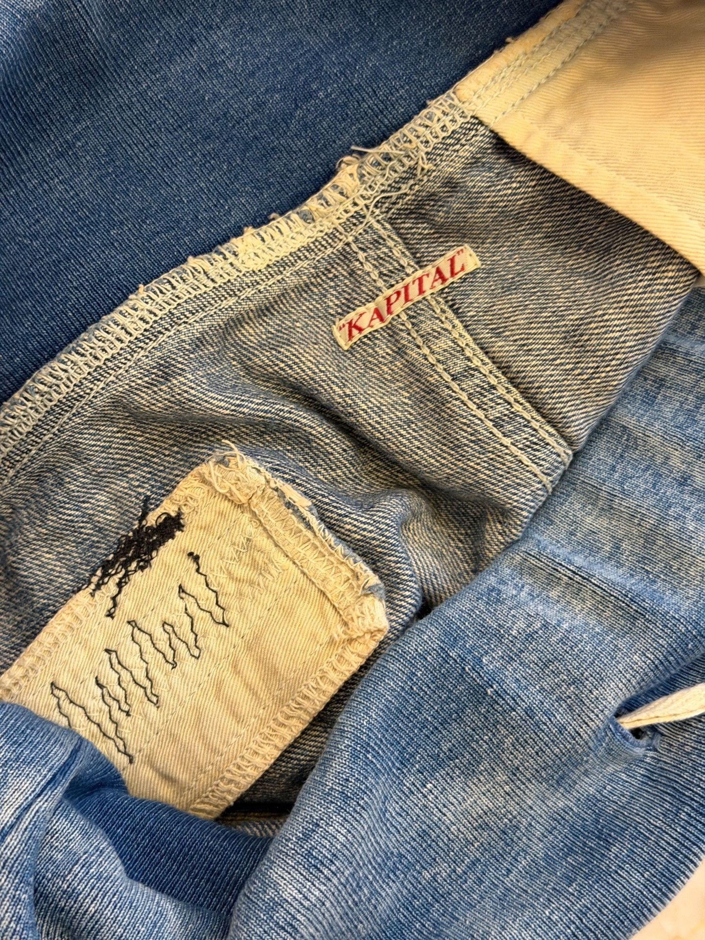 Kapital KAPITAL Washed BORO Splatter Drawstring Denim Shorts Size US 32 / EU 48 - 8 Thumbnail