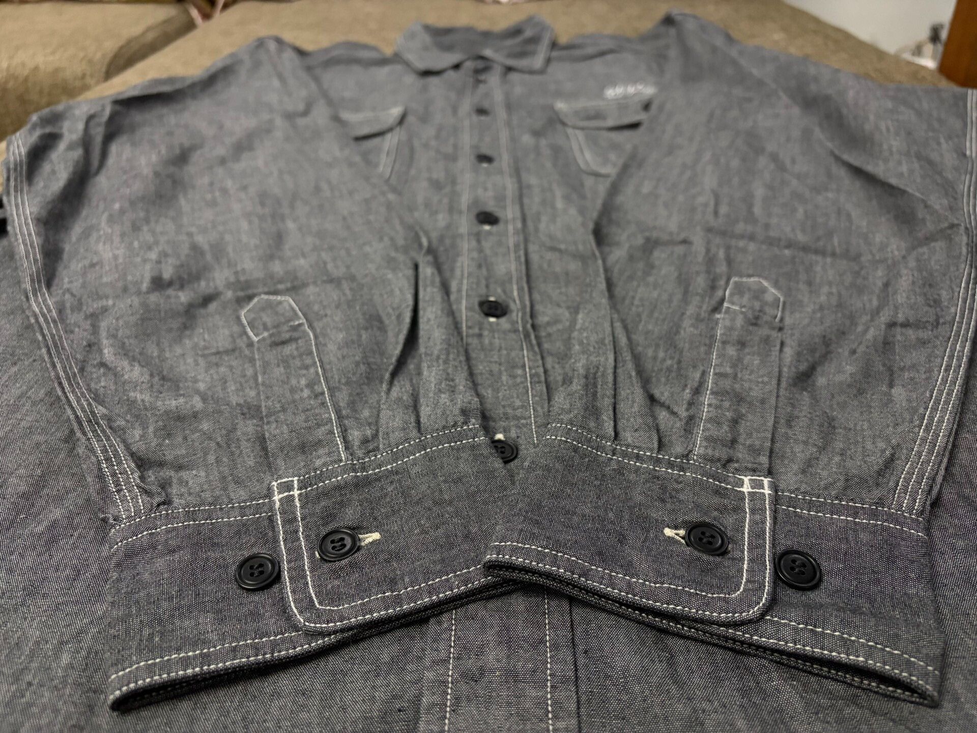 Nissan Sedan Japanese Denim Work Shirt Size US L / EU 52-54 / 3 - 4 Thumbnail
