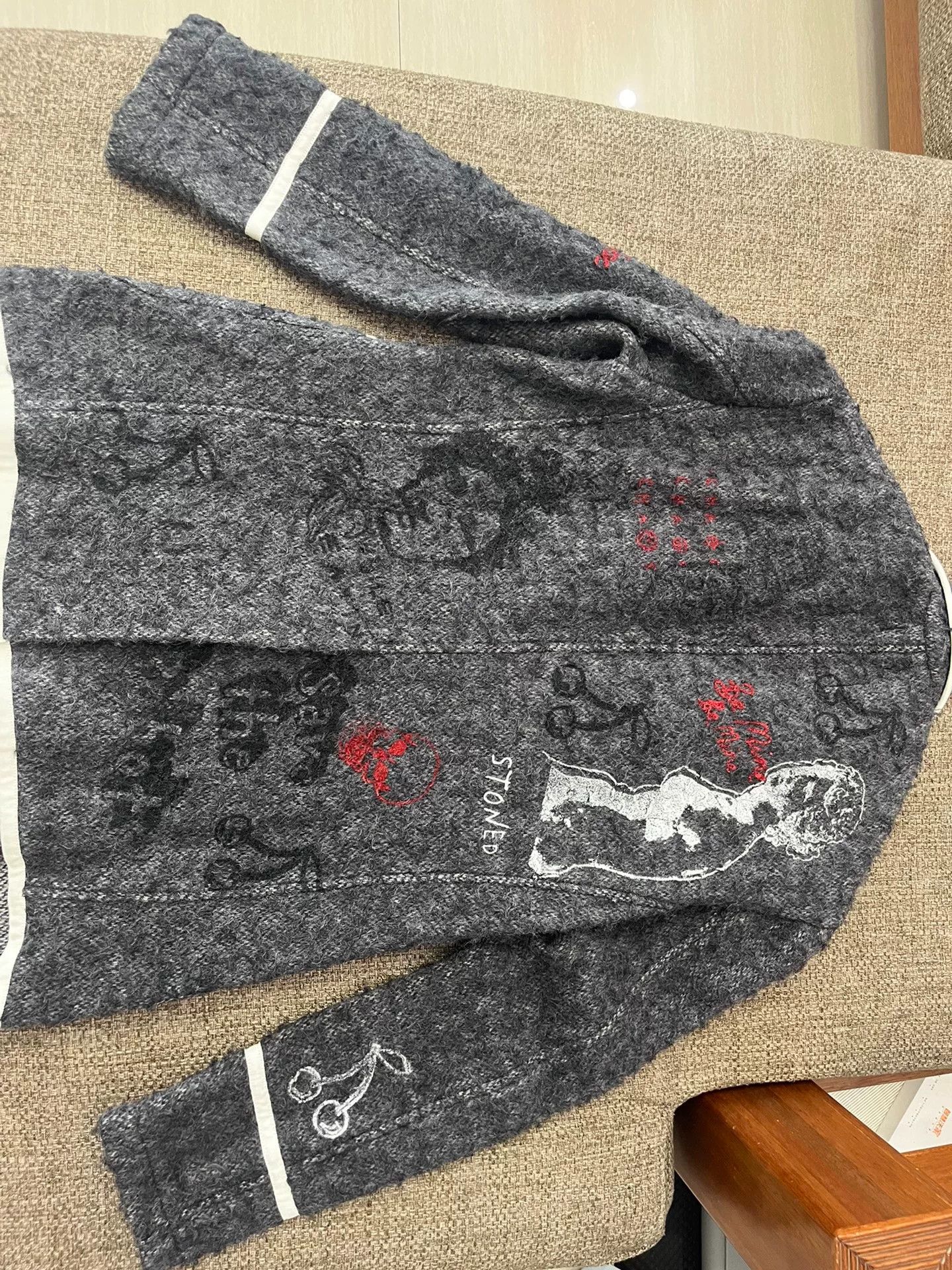 R13 R13 Graffiti Print White Trim Wool Blazer Size XS / US 0-2 / IT 36-38 - 3 Thumbnail