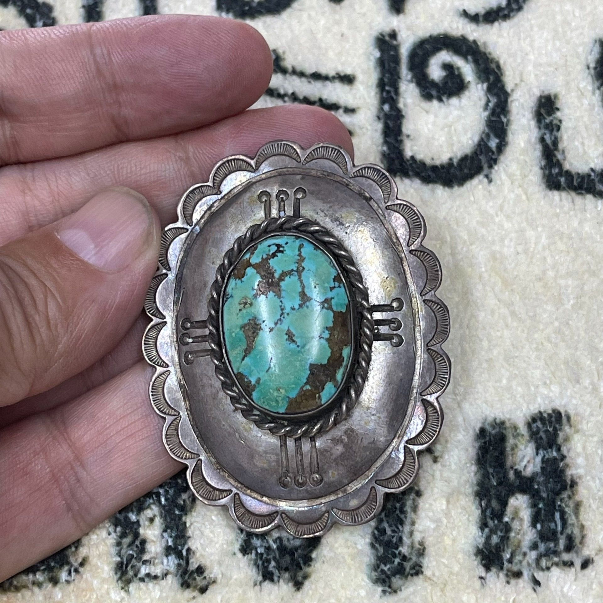 Other Navajo Antique Silver Turquoise Brooch Size ONE SIZE - 2 Thumbnail