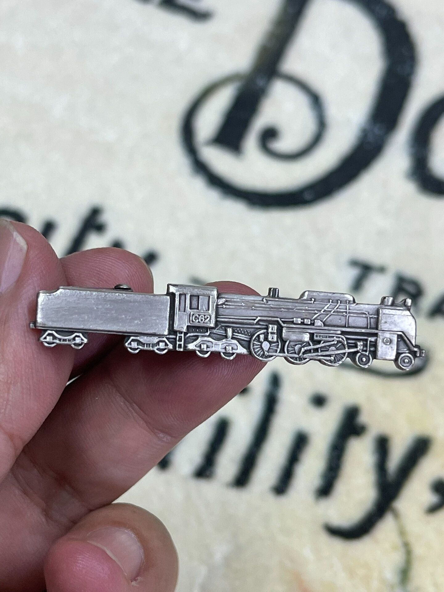 Other Antique Sterling Silver Locomotive Tie Clip Size ONE SIZE - 2 Thumbnail