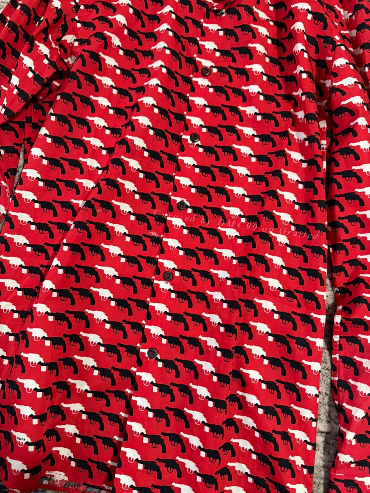 Prada Prada 12AW Red Gun Print Shirt Size US L / EU 52-54 / 3 - 2 Thumbnail
