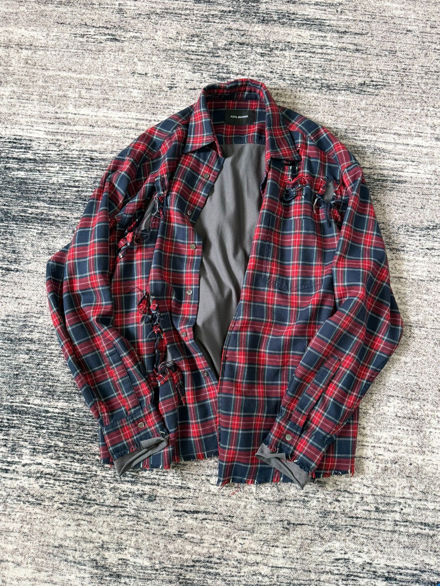 Blue Marlin Red Black Check Distressed Shirt Size US L / EU 52-54 / 3 - 5 Thumbnail