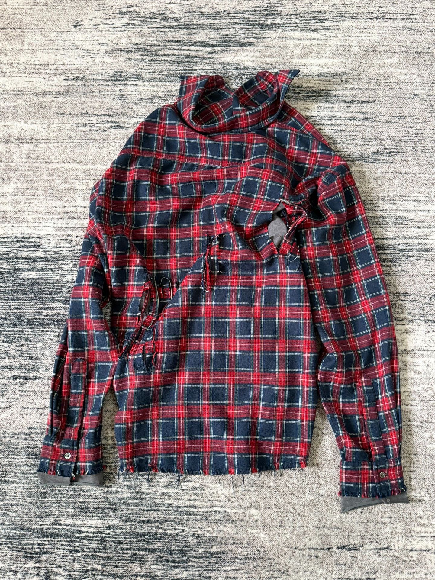 Blue Marlin Red Black Check Distressed Shirt Size US L / EU 52-54 / 3 - 4 Thumbnail