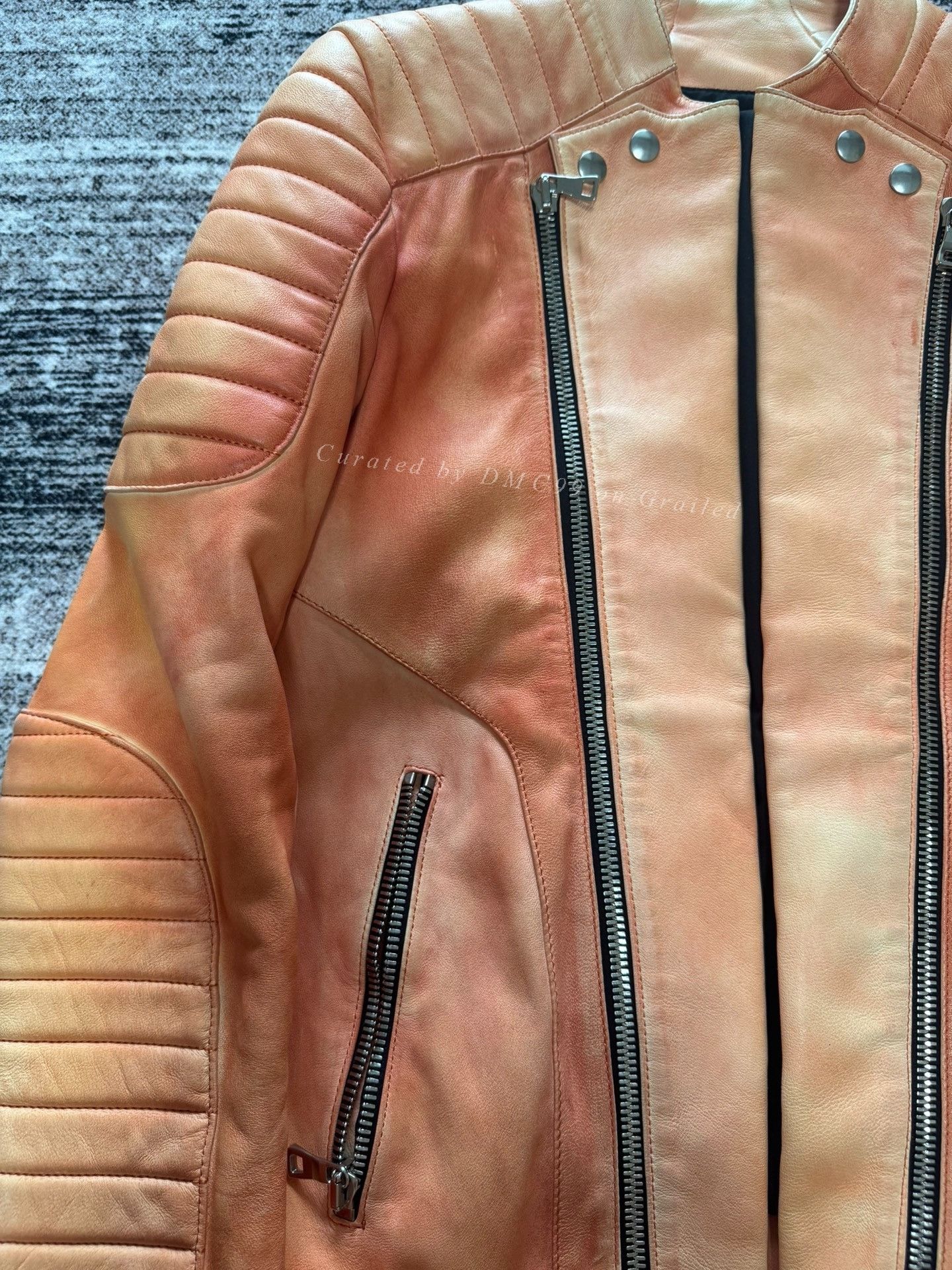 Balmain Balmain Orange Distressed Motorcycle Jacket Size US S / EU 44-46 / 1 - 2 Thumbnail