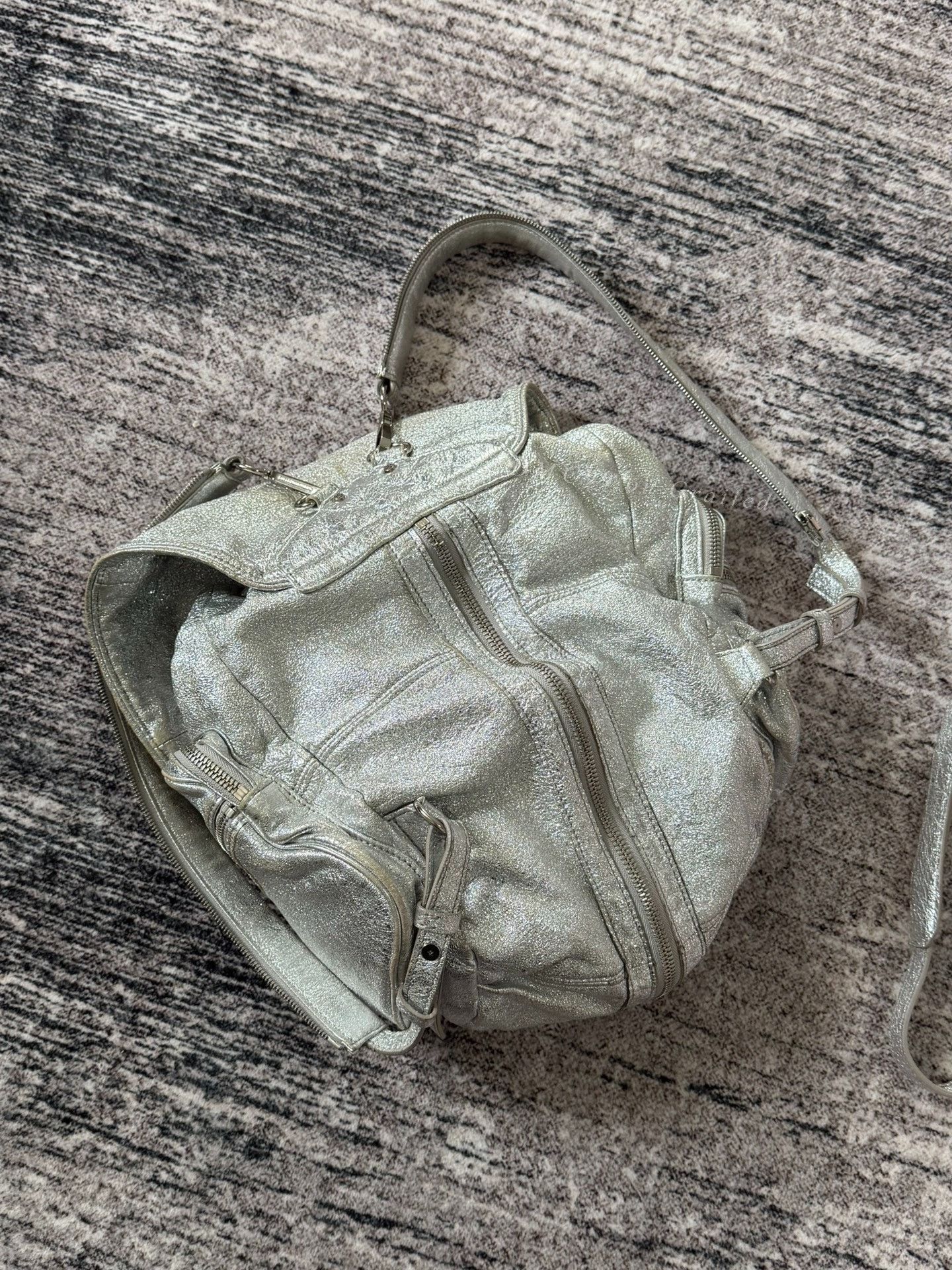 Alexander Wang Alexander Wang Silver Glitter Large Backpack Size ONE SIZE - 3 Thumbnail