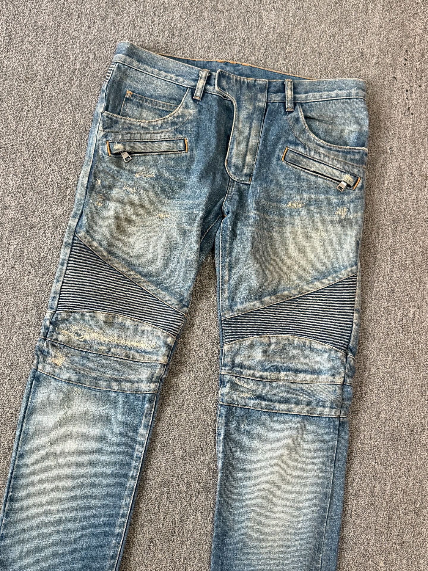 Balmain Balmain Washed Blue Biker Jeans Size US 32 / EU 48 - 3 Thumbnail