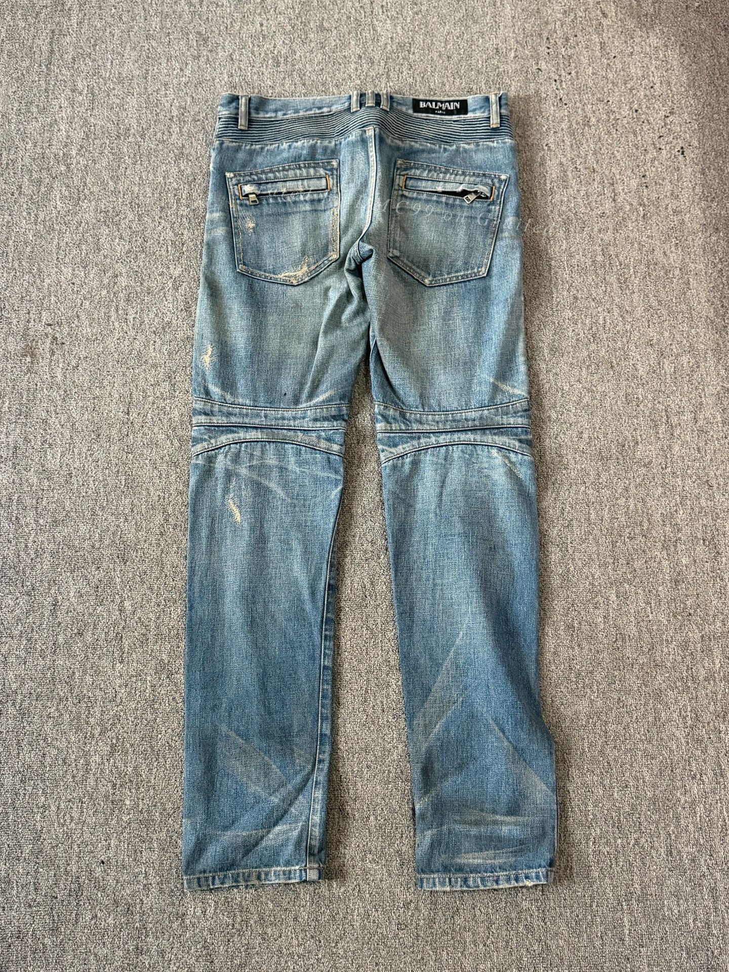 Balmain Balmain Washed Blue Biker Jeans Size US 32 / EU 48 - 2 Thumbnail