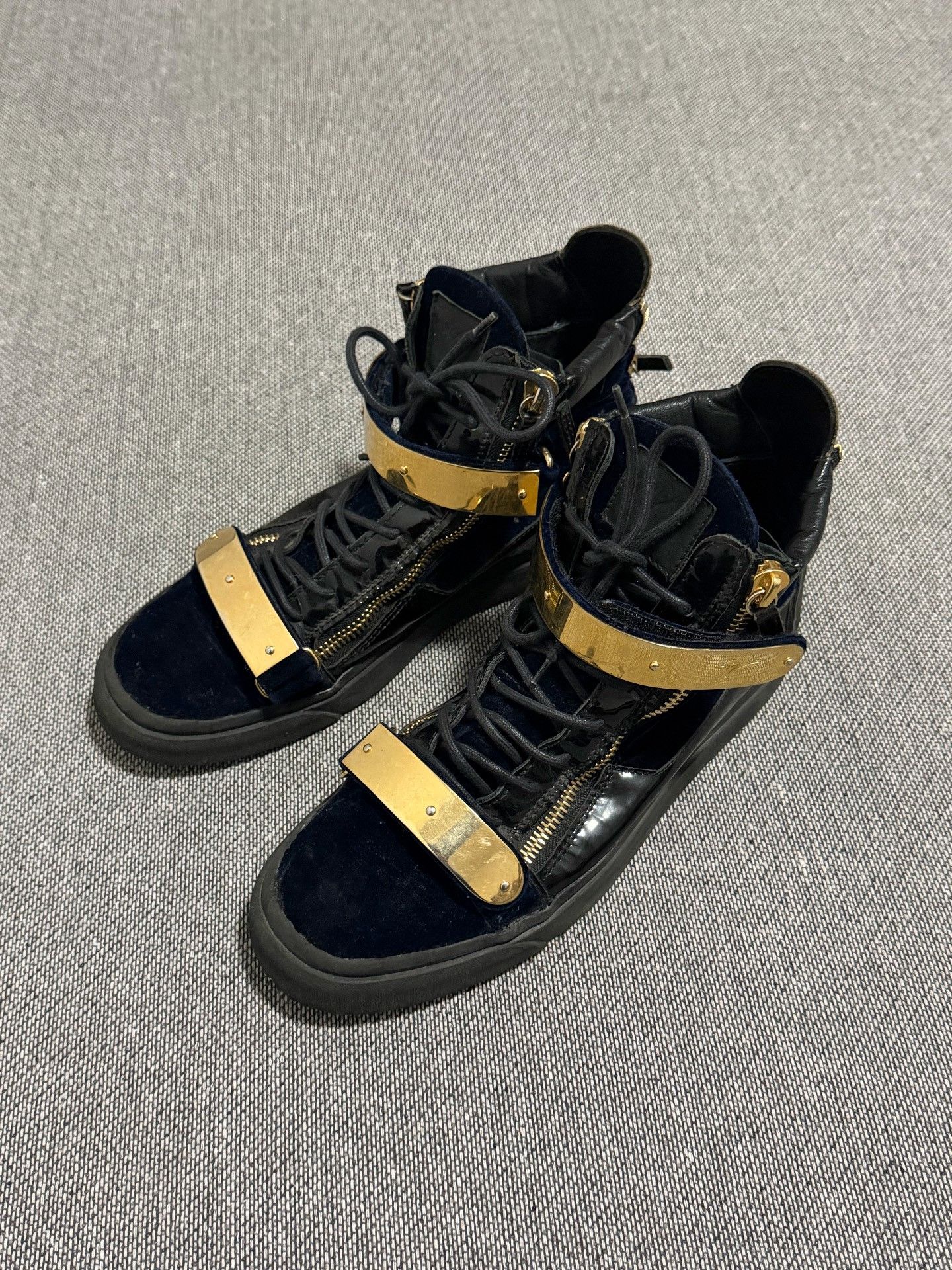 Giuseppe Zanotti Giuseppe Zanotti GZ Blue Velvet Gold Buckle Size US 9.5 / EU 42-43 - 2 Thumbnail