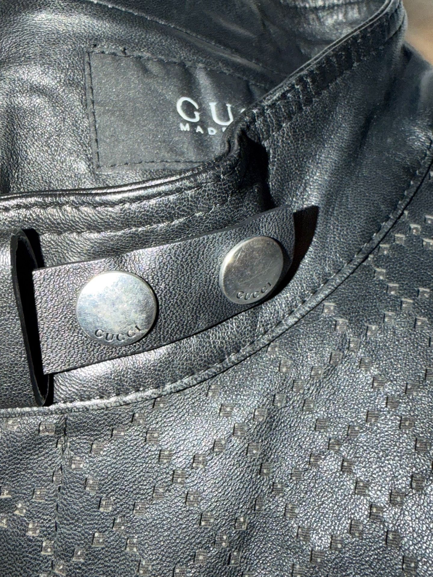 Gucci Gucci Hollow Strap Iron Ring Leather Jacket Size US L / EU 52-54 / 3 - 7 Thumbnail