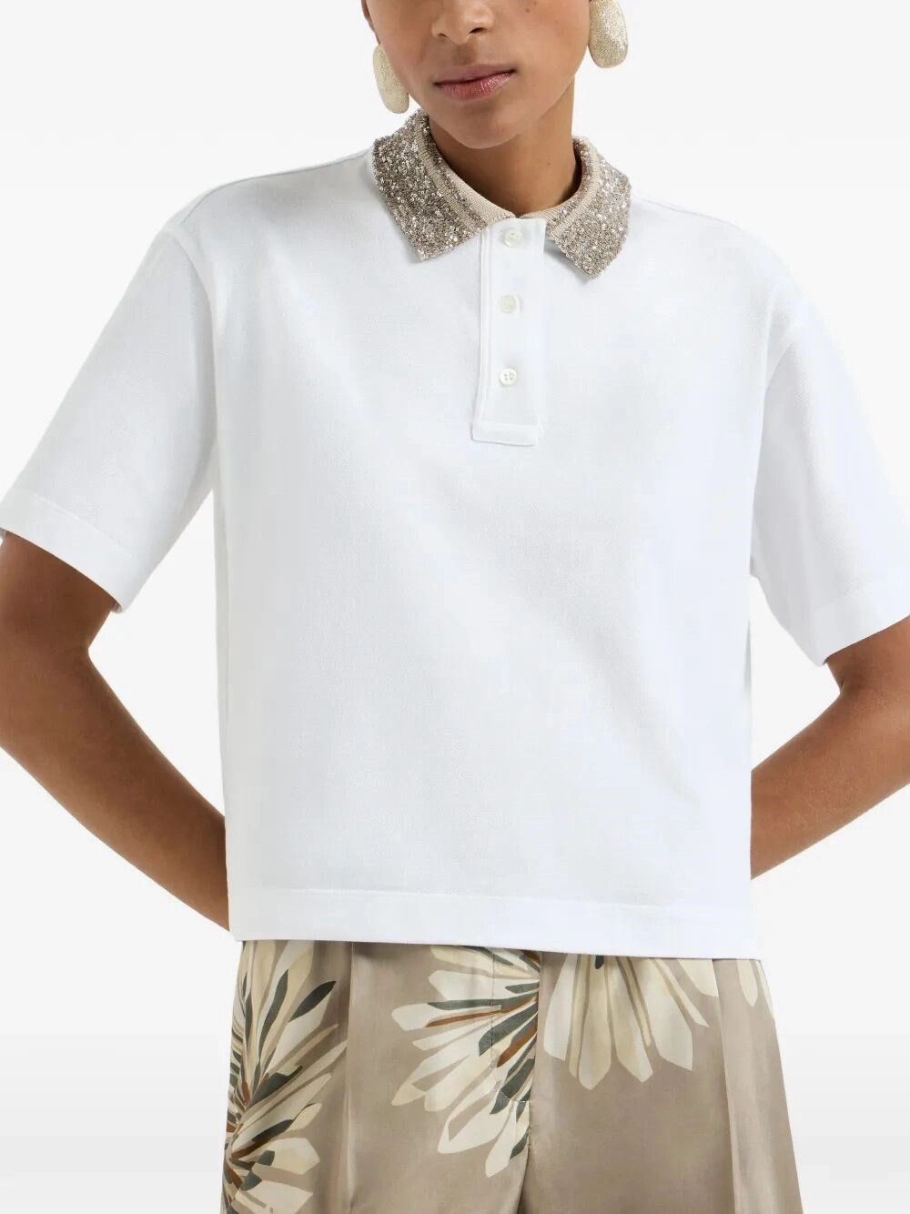 Brunello Cucinelli Polo with Dazzling Knit Collar Size XL / US 12-14 / IT 48-50 - 6 Thumbnail