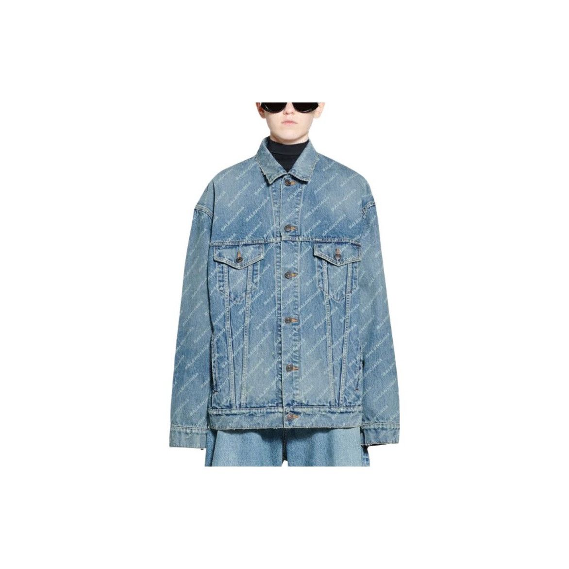 Balenciaga Balenciaga Logo Print Denim Jacket Size S Size US S / EU 44-46 / 1 - 8 Thumbnail