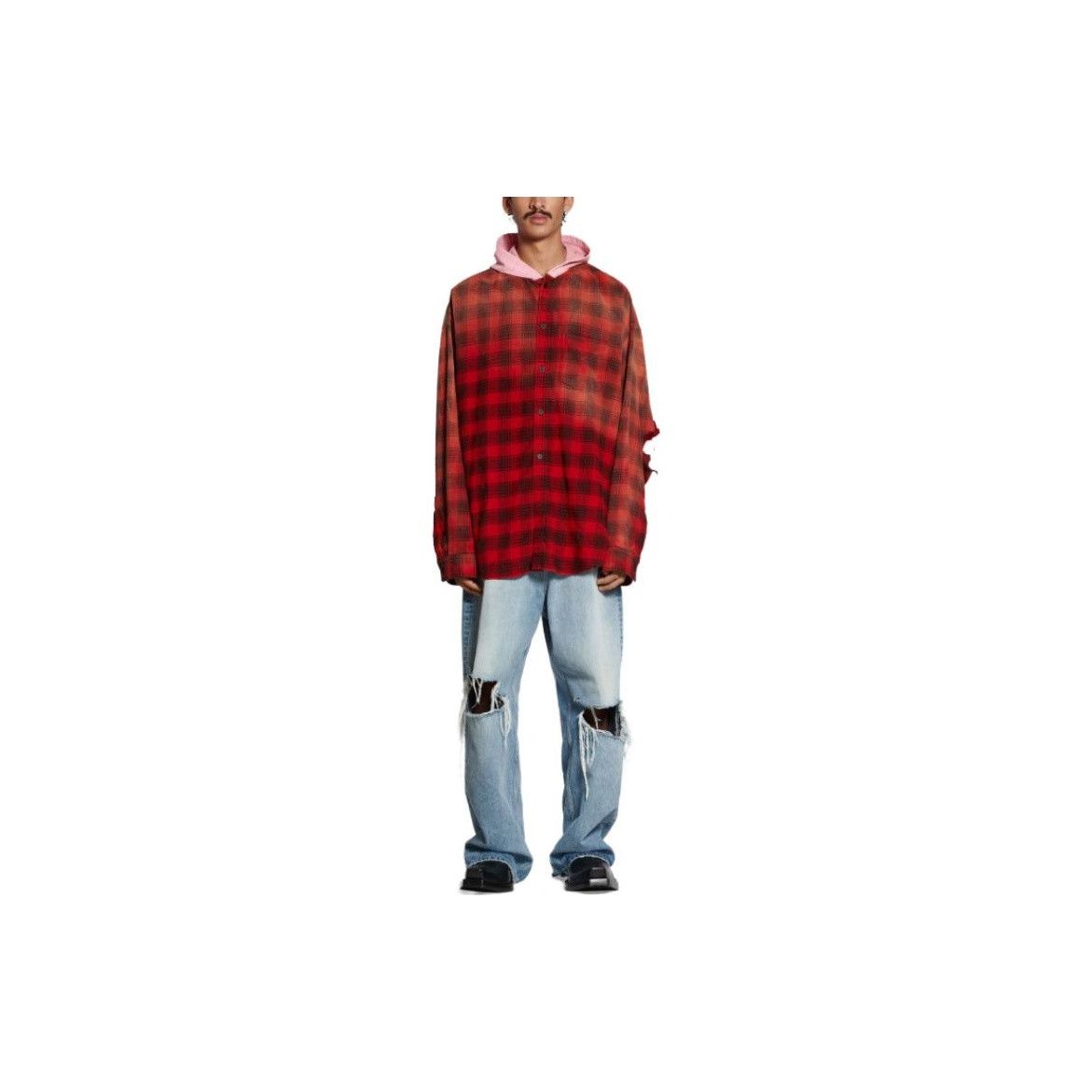 Balenciaga Balenciaga Plaid Hooded Flannel Shirt Size S Size US S / EU 44-46 / 1 - 9 Thumbnail