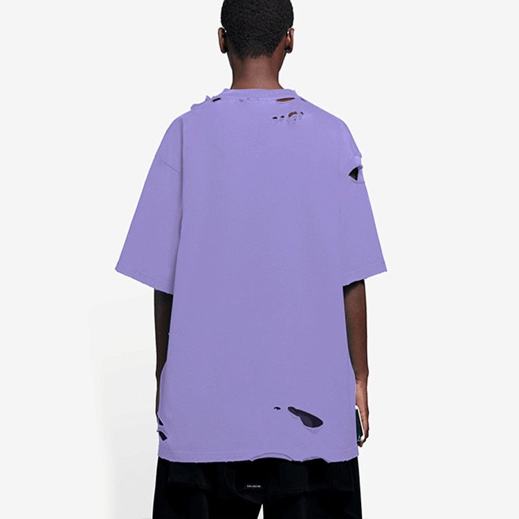 Balenciaga Balenciaga Purple Destroyed Logo T-Shirt XS Size XS / US 0-2 / IT 36-38 - 8 Thumbnail