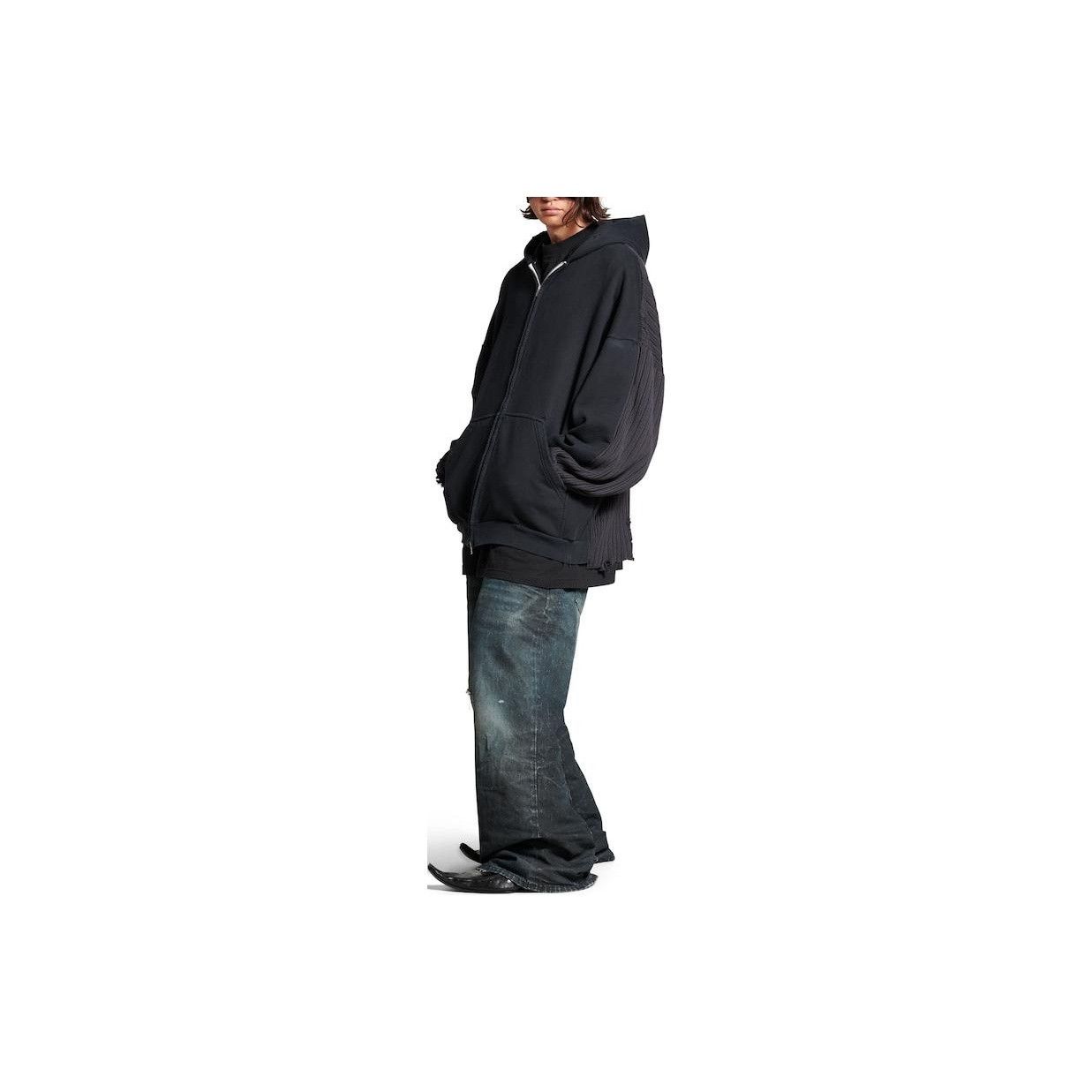 Balenciaga Balenciaga Distressed Ribbed Zip Hoodie Size 3 Size US L / EU 52-54 / 3 - 14 Thumbnail
