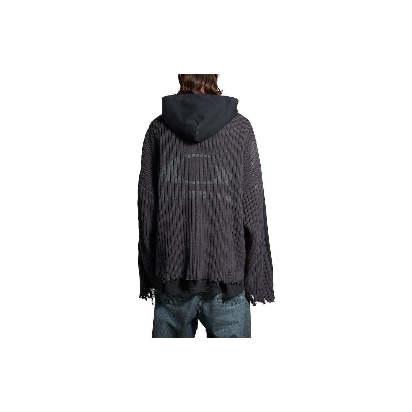 Balenciaga Balenciaga Distressed Ribbed Zip Hoodie Size 3 Size US L / EU 52-54 / 3 - 12 Thumbnail