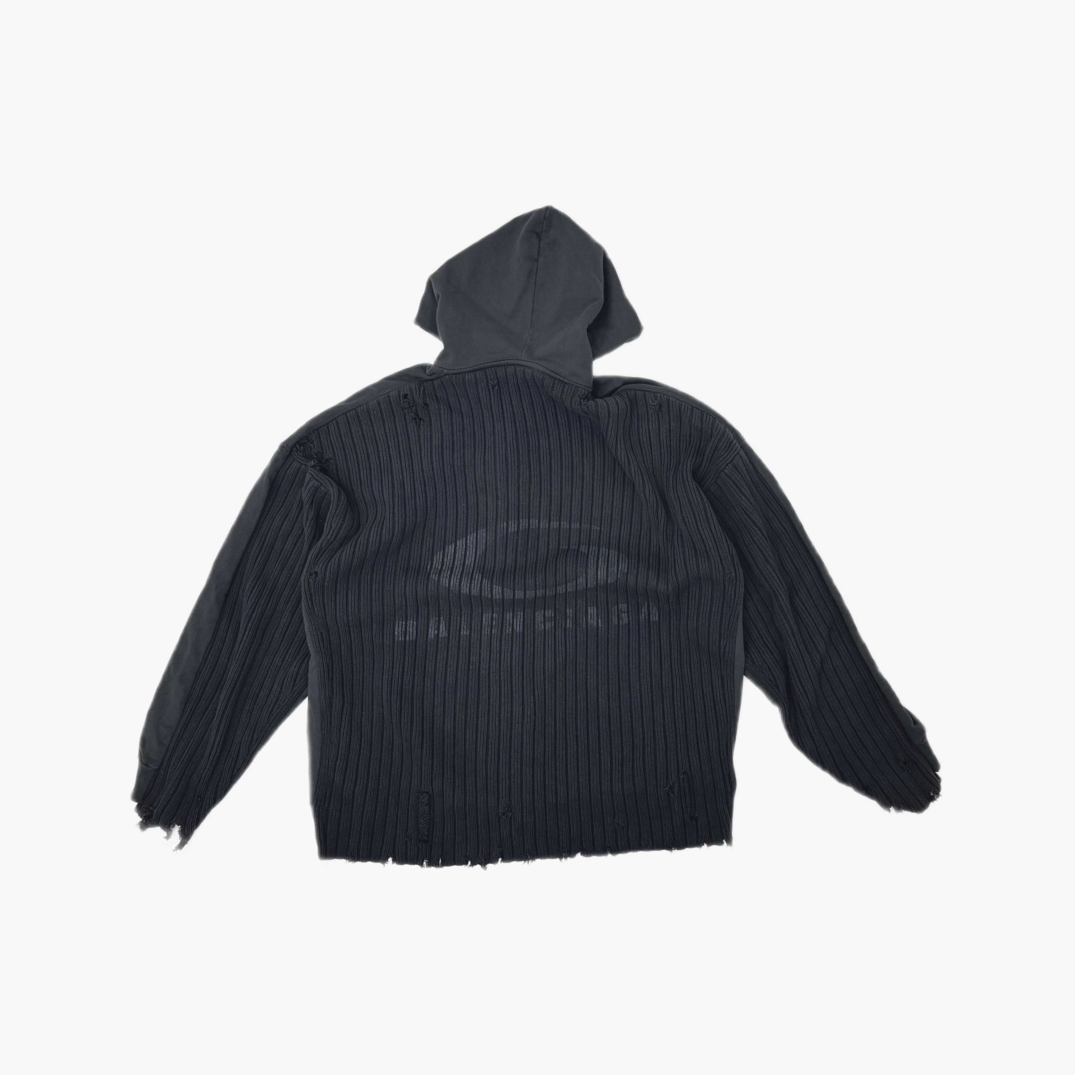 Balenciaga Balenciaga Distressed Ribbed Zip Hoodie Size 3 Size US L / EU 52-54 / 3 - 2 Thumbnail