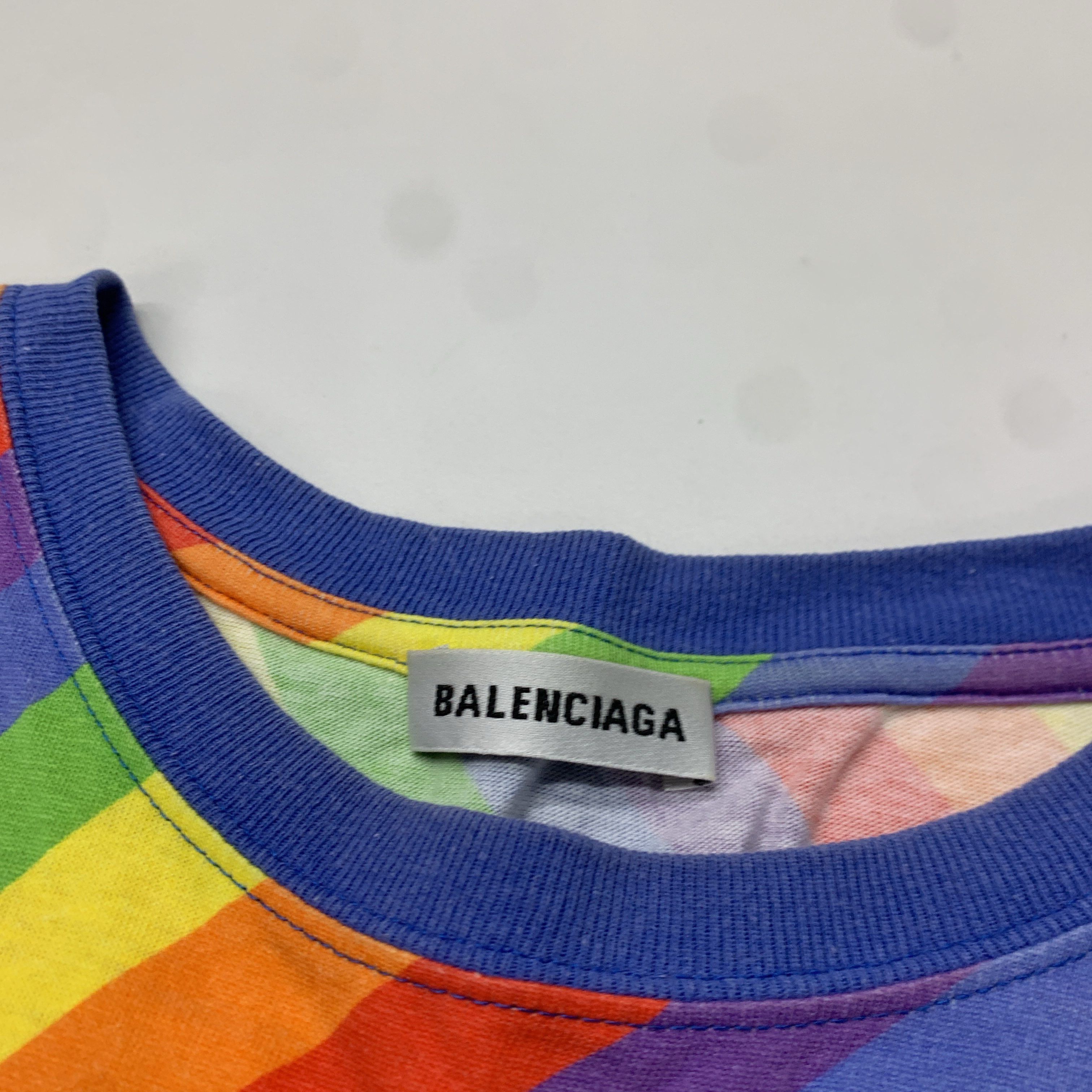 Balenciaga Balenciaga Rainbow Stripe T-Shirt Size S Size US S / EU 44-46 / 1 - 4 Thumbnail