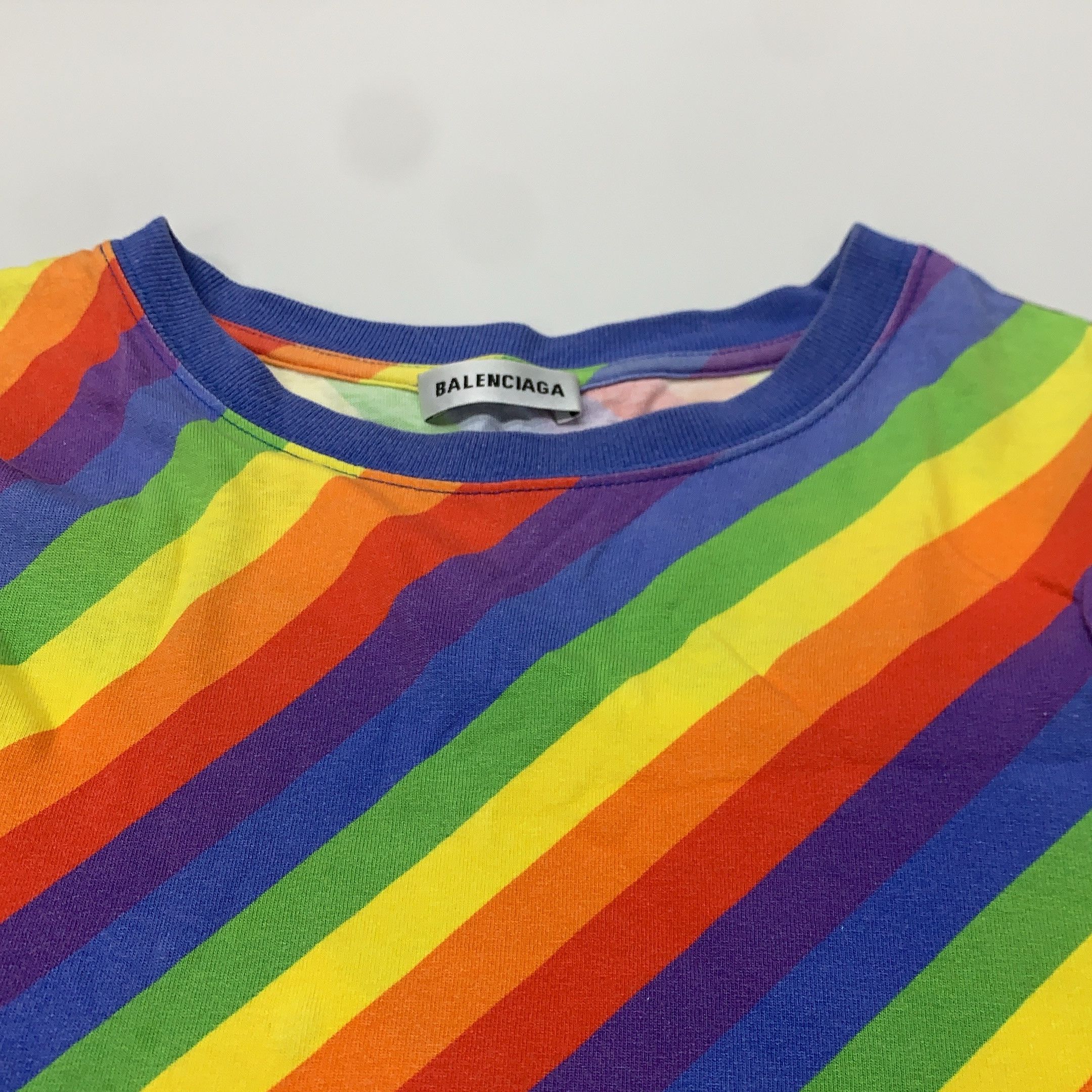 Balenciaga Balenciaga Rainbow Stripe T-Shirt Size S Size US S / EU 44-46 / 1 - 5 Thumbnail