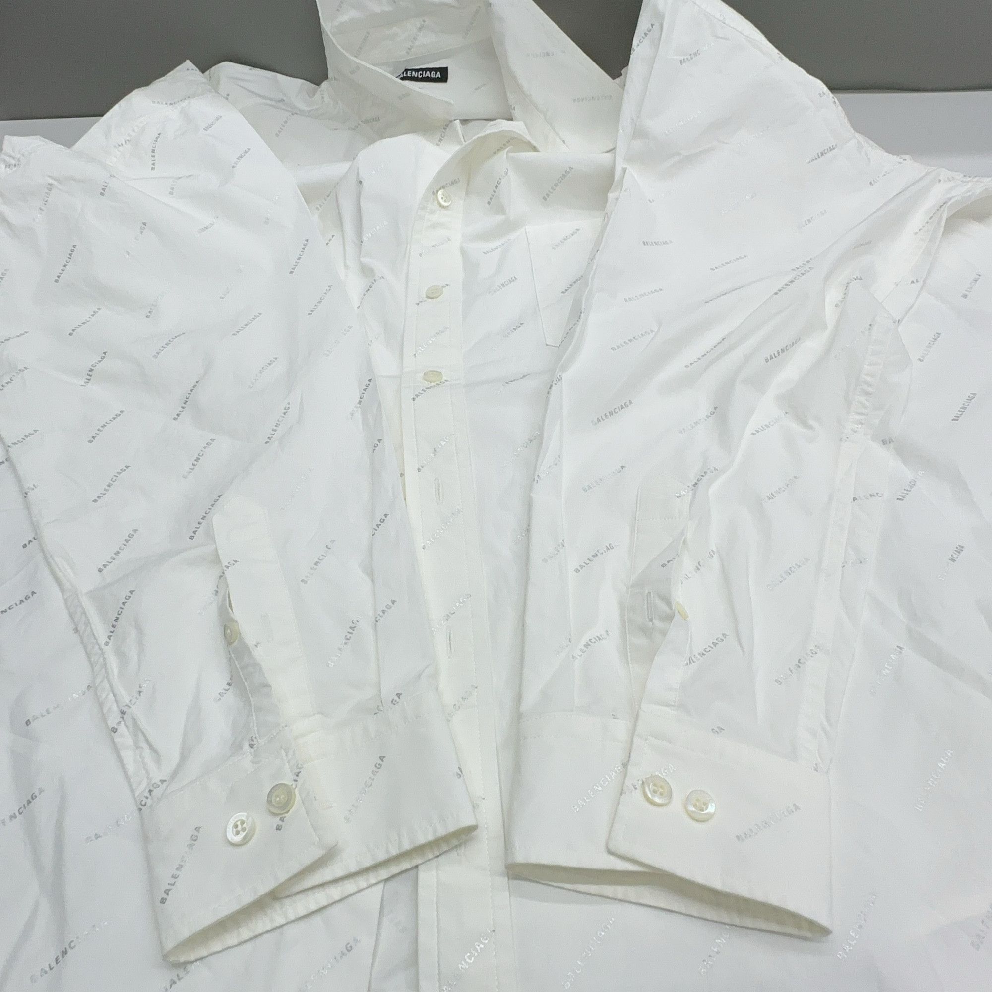 Balenciaga Balenciaga Logo Print Button Up Shirt Size M Size US XXS / EU 40 - 10 Thumbnail