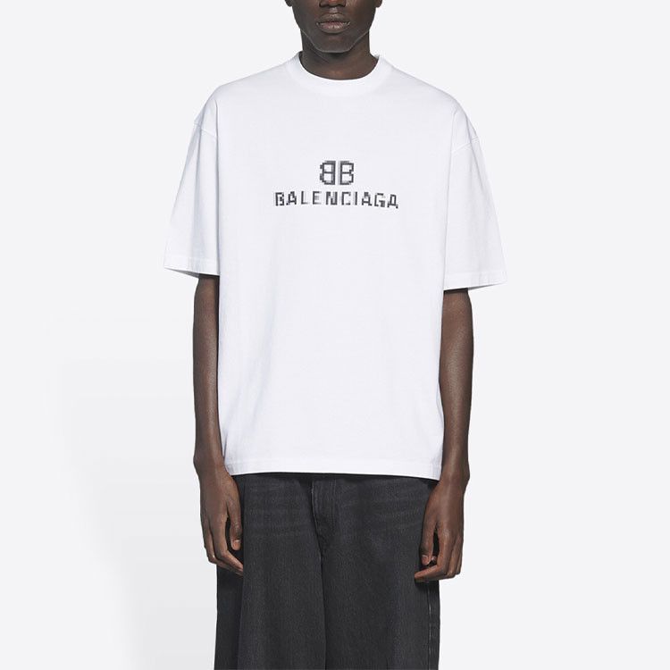Balenciaga Balenciaga Pixel Logo T-Shirt White Size M Size US M / EU 48-50 / 2 - 16 Thumbnail