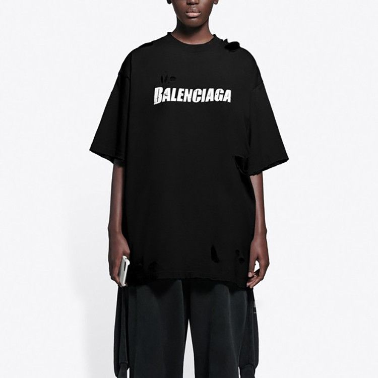 Balenciaga Balenciaga Distressed Logo T-Shirt Size S Size US S / EU 44-46 / 1 - 12 Thumbnail