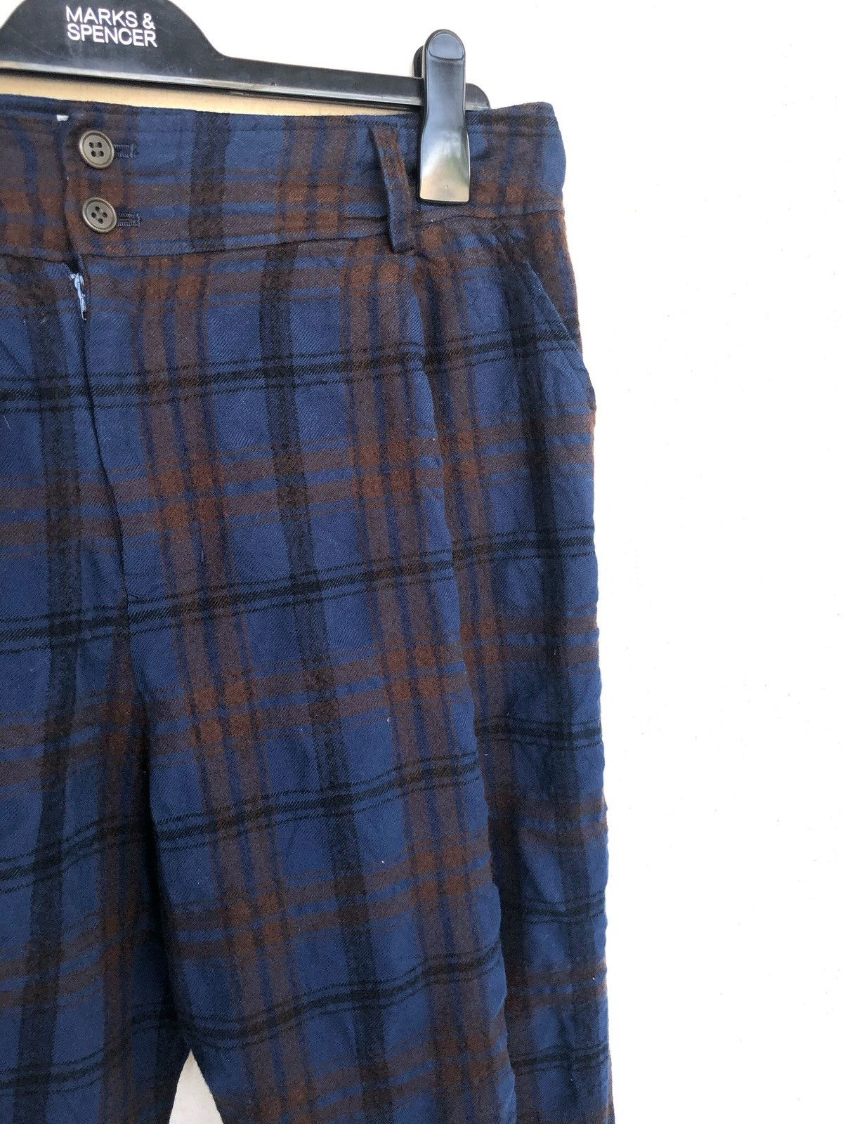 Issey Miyake Masterpiece Blue Tartan Checked Plaid Wool Blend Pants Size US 32 / EU 48 - 1 Thumbnail