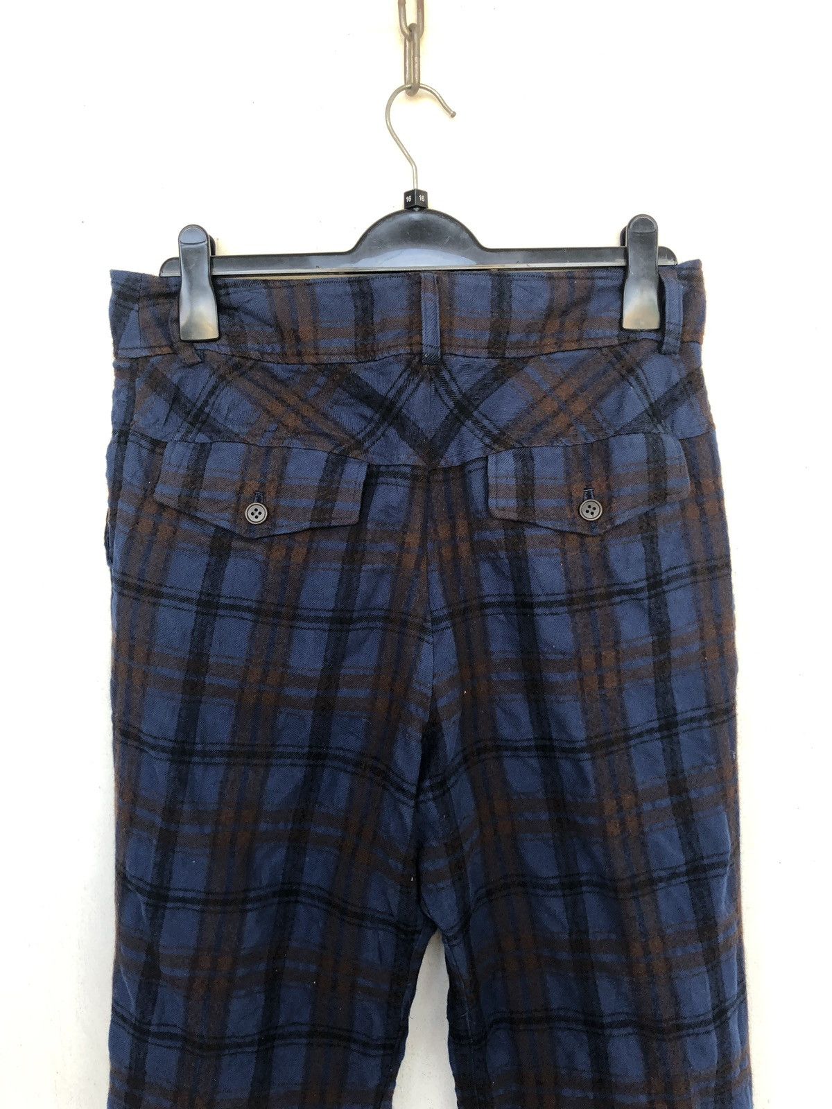 Issey Miyake Masterpiece Blue Tartan Checked Plaid Wool Blend Pants Size US 32 / EU 48 - 6 Thumbnail