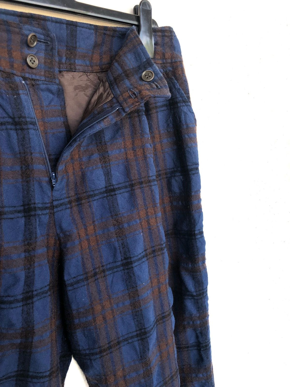 Issey Miyake Masterpiece Blue Tartan Checked Plaid Wool Blend Pants Size US 32 / EU 48 - 7 Thumbnail