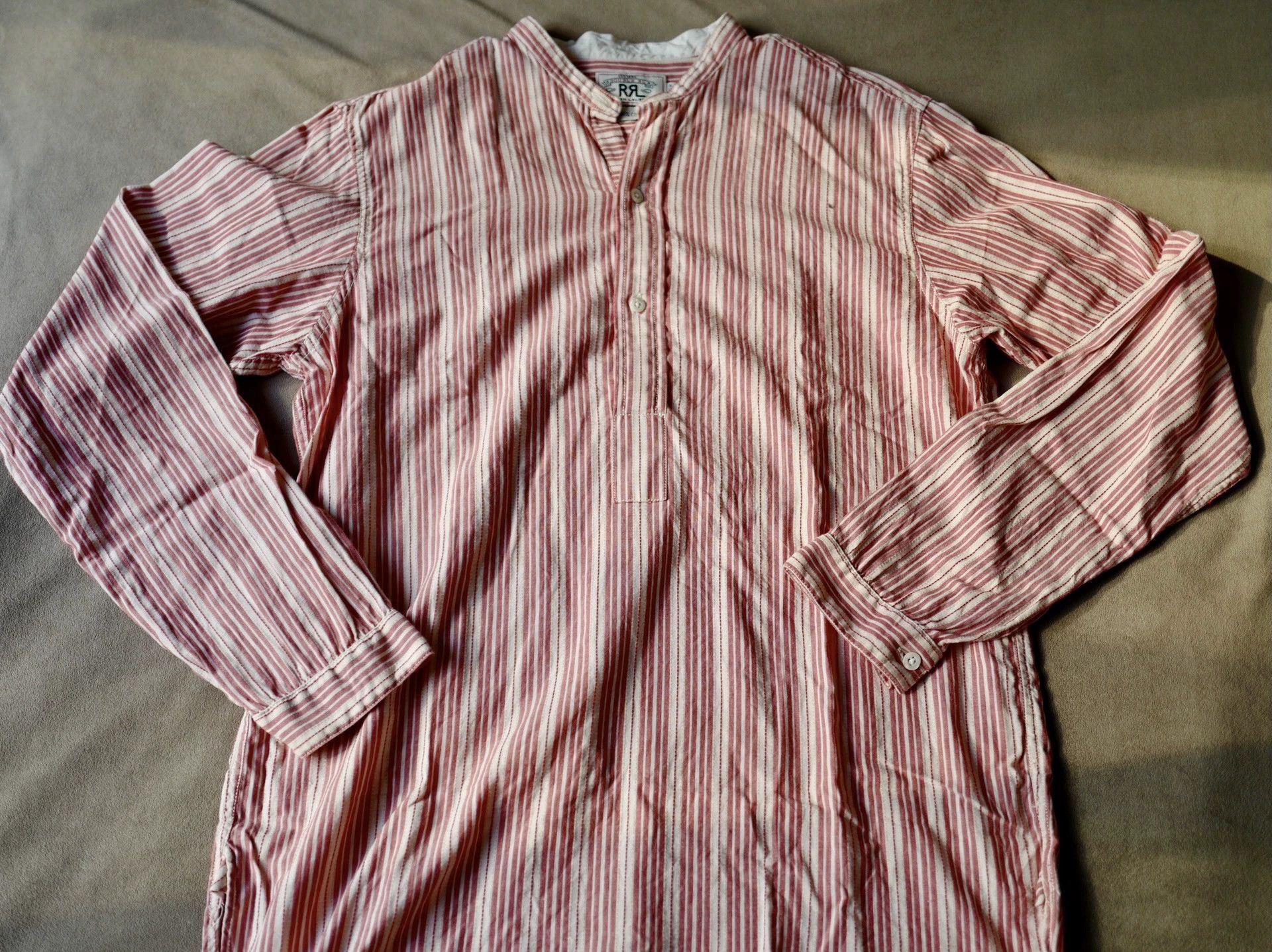 RRL Ralph Lauren RRL Vintage Pink White Stripe Henley M Size US M / EU 48-50 / 2 - 2 Thumbnail