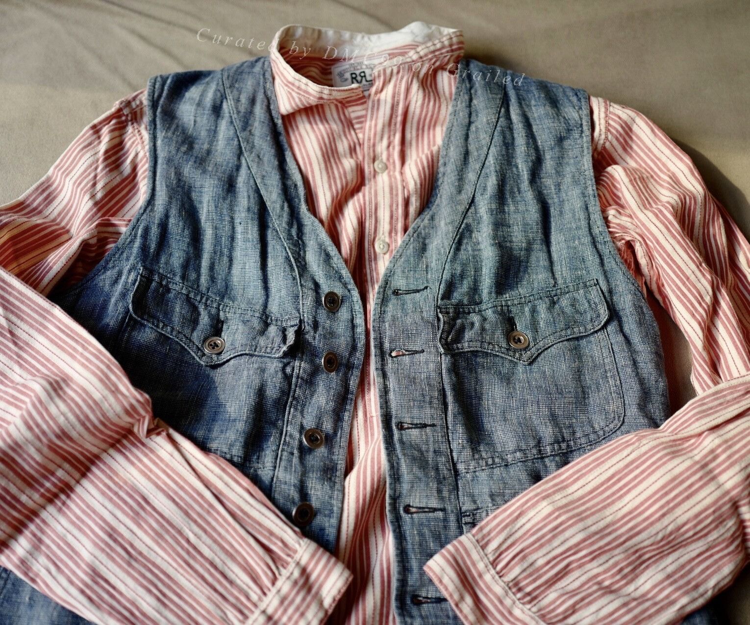 RRL Ralph Lauren RRL Vintage Pink White Stripe Henley M Size US M / EU 48-50 / 2 - 5 Thumbnail