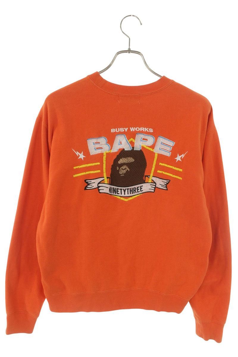 Bape A BATHING APE Embroidered Design Sweatshirt Orange Size M Size US M / EU 48-50 / 2 - 2 Thumbnail
