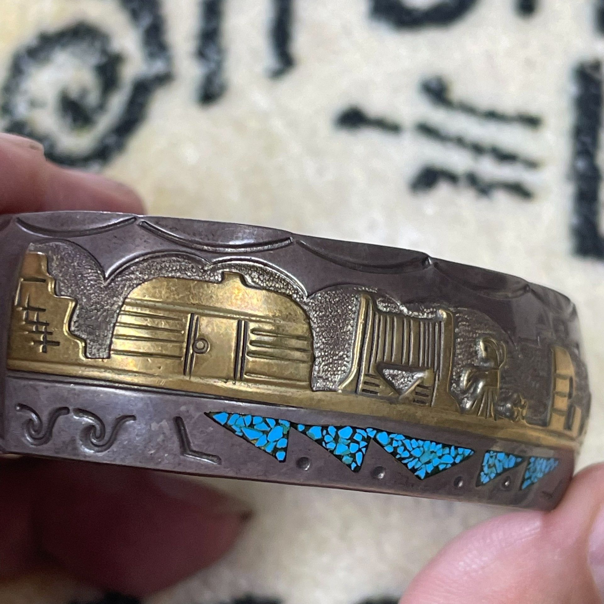 Other Navajo Antique Silver 12K Gold Bracelet Size ONE SIZE - 2 Thumbnail
