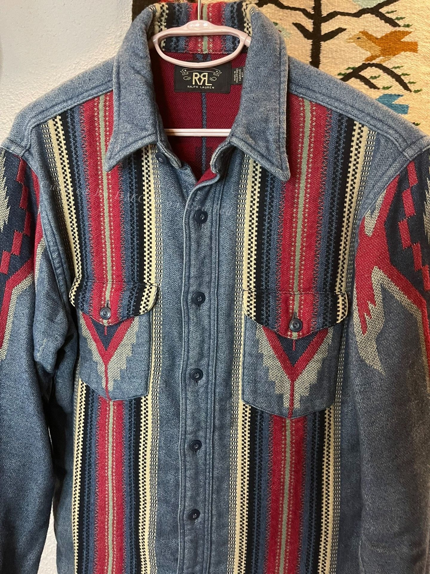 RRL Ralph Lauren RRL 1940s Indian Blanket Western Shirt Size US S / EU 44-46 / 1 - 2 Thumbnail