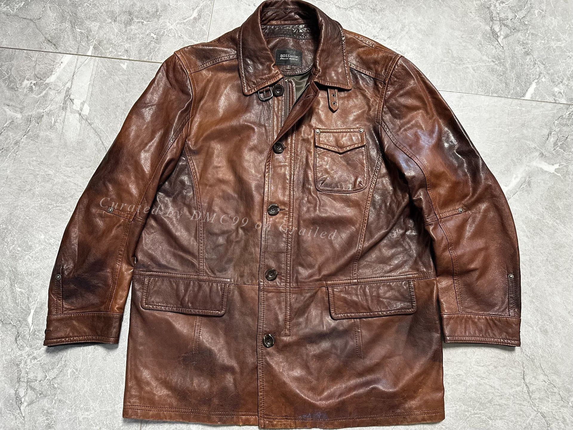 Hugo Boss Vintage Distressed BOSS Peter Leather Jacket Size US M / EU 48-50 / 2 - 4 Thumbnail