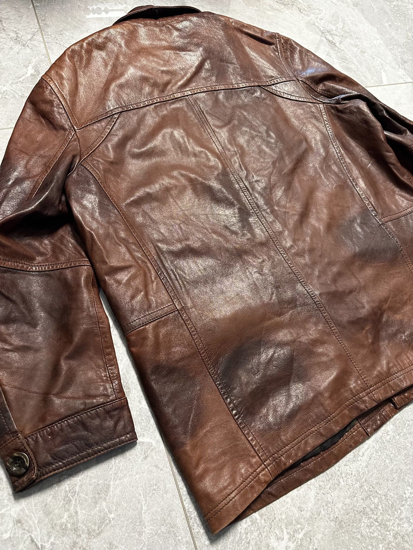 Hugo Boss Vintage Distressed BOSS Peter Leather Jacket Size US M / EU 48-50 / 2 - 6 Thumbnail