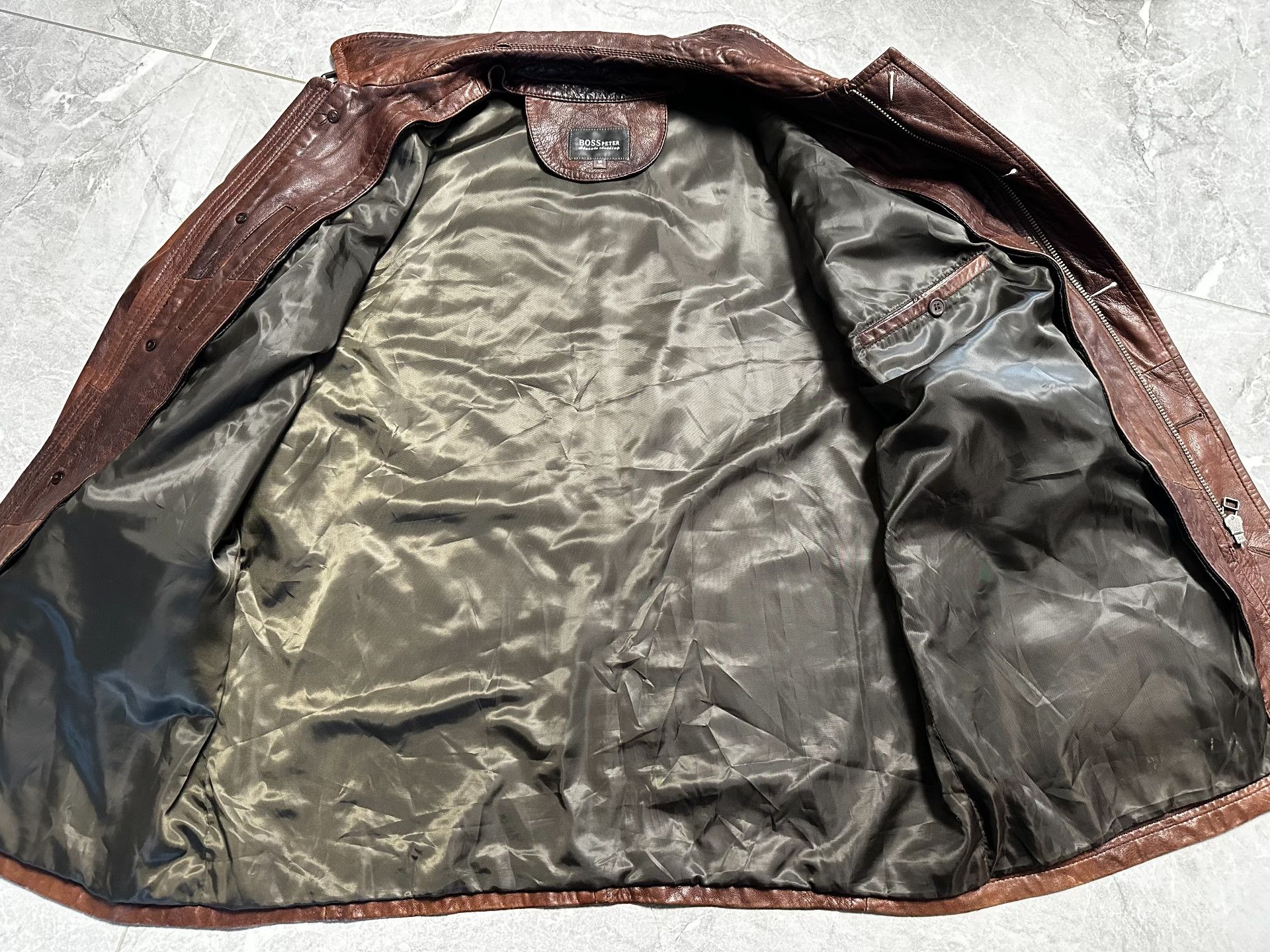 Hugo Boss Vintage Distressed BOSS Peter Leather Jacket Size US M / EU 48-50 / 2 - 9 Thumbnail