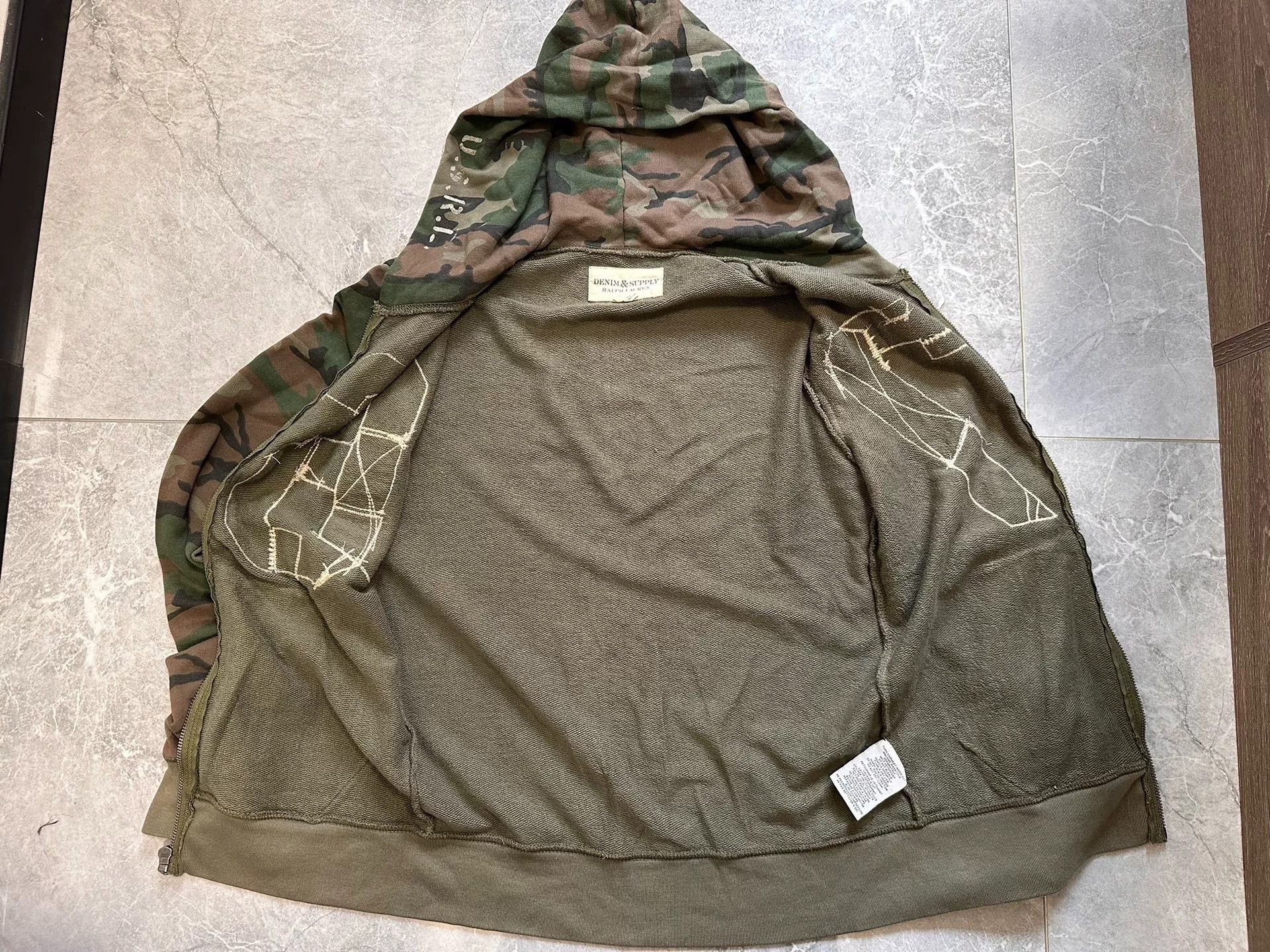 RRL Ralph Lauren Ralph Lauren Camouflage Distressed Hoodie Jacket Size US M / EU 48-50 / 2 - 6 Thumbnail