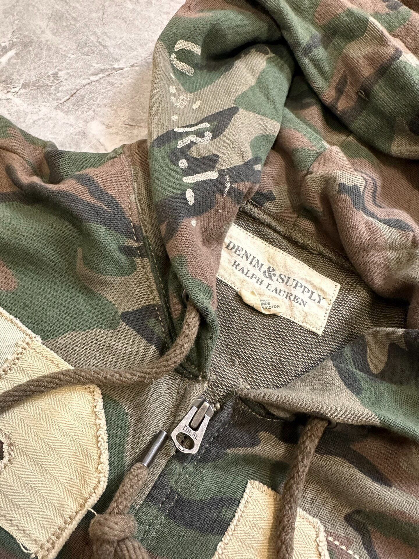 RRL Ralph Lauren Ralph Lauren Camouflage Distressed Hoodie Jacket Size US M / EU 48-50 / 2 - 4 Thumbnail