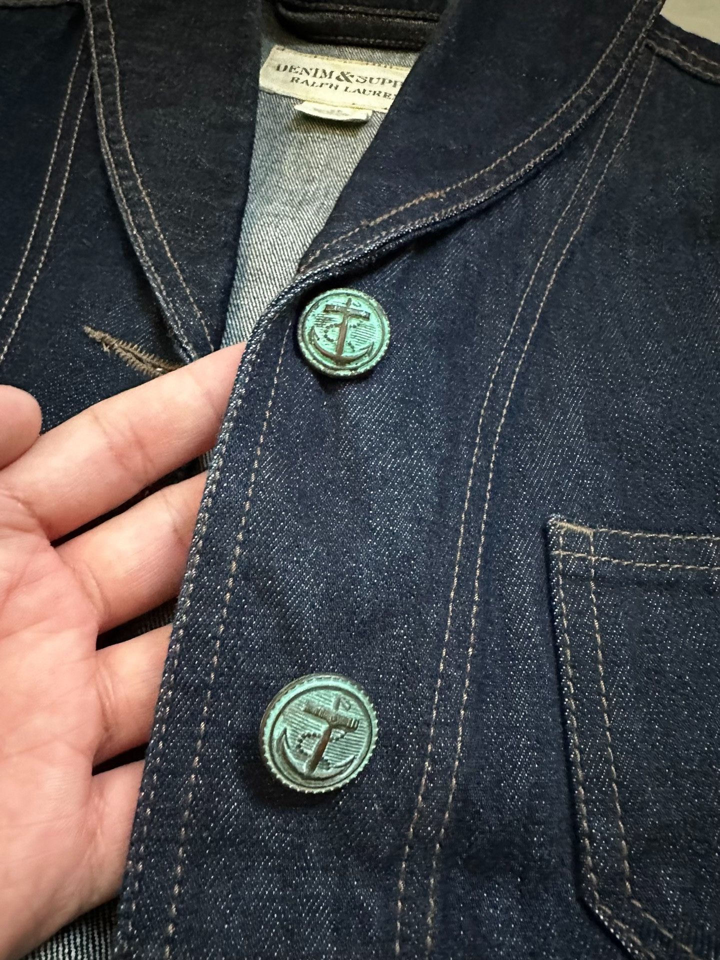 RRL Ralph Lauren Ralph Lauren Heavyweight Raw Denim Shawl Collar Jacket Size US M / EU 48-50 / 2 - 4 Thumbnail