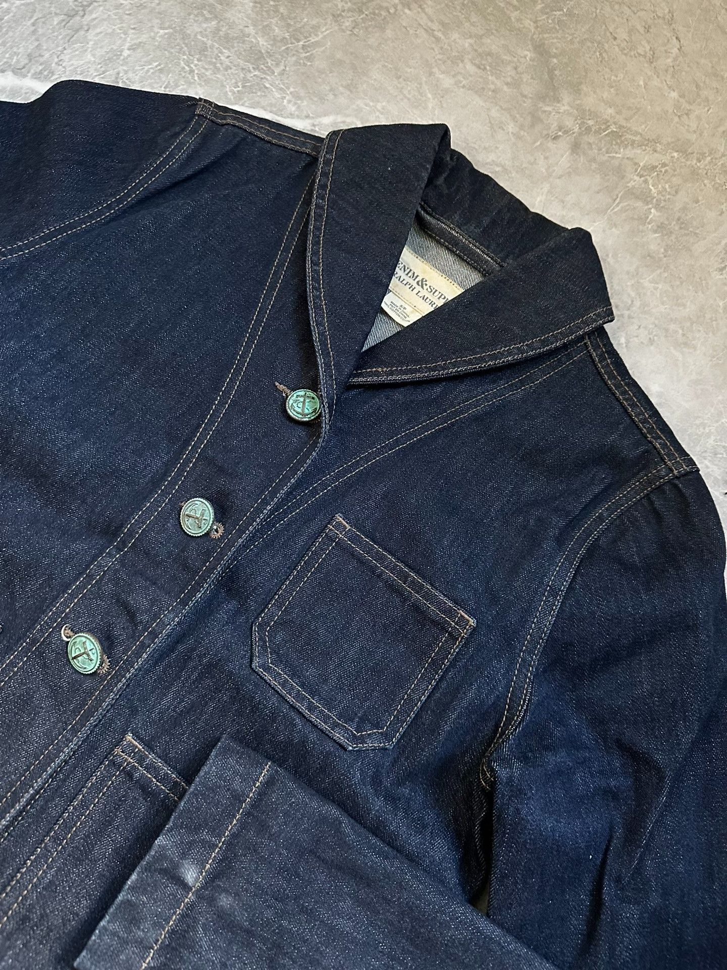 RRL Ralph Lauren Ralph Lauren Heavyweight Raw Denim Shawl Collar Jacket Size US M / EU 48-50 / 2 - 6 Thumbnail