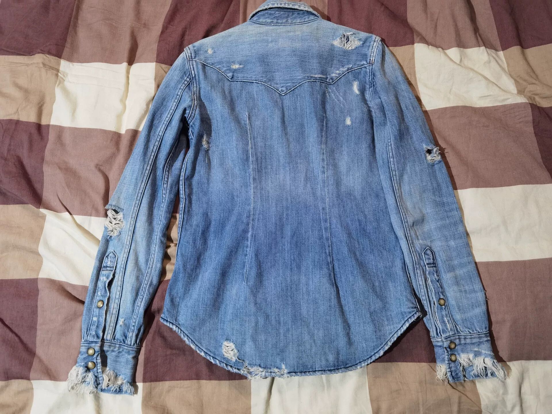 RRL Ralph Lauren Ralph Lauren Heavily Distressed Denim Shirt Size M / US 6-8 / IT 42-44 - 5 Thumbnail