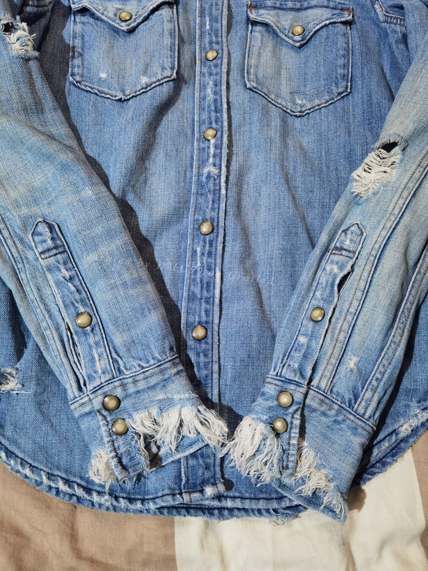 RRL Ralph Lauren Ralph Lauren Heavily Distressed Denim Shirt Size M / US 6-8 / IT 42-44 - 3 Thumbnail