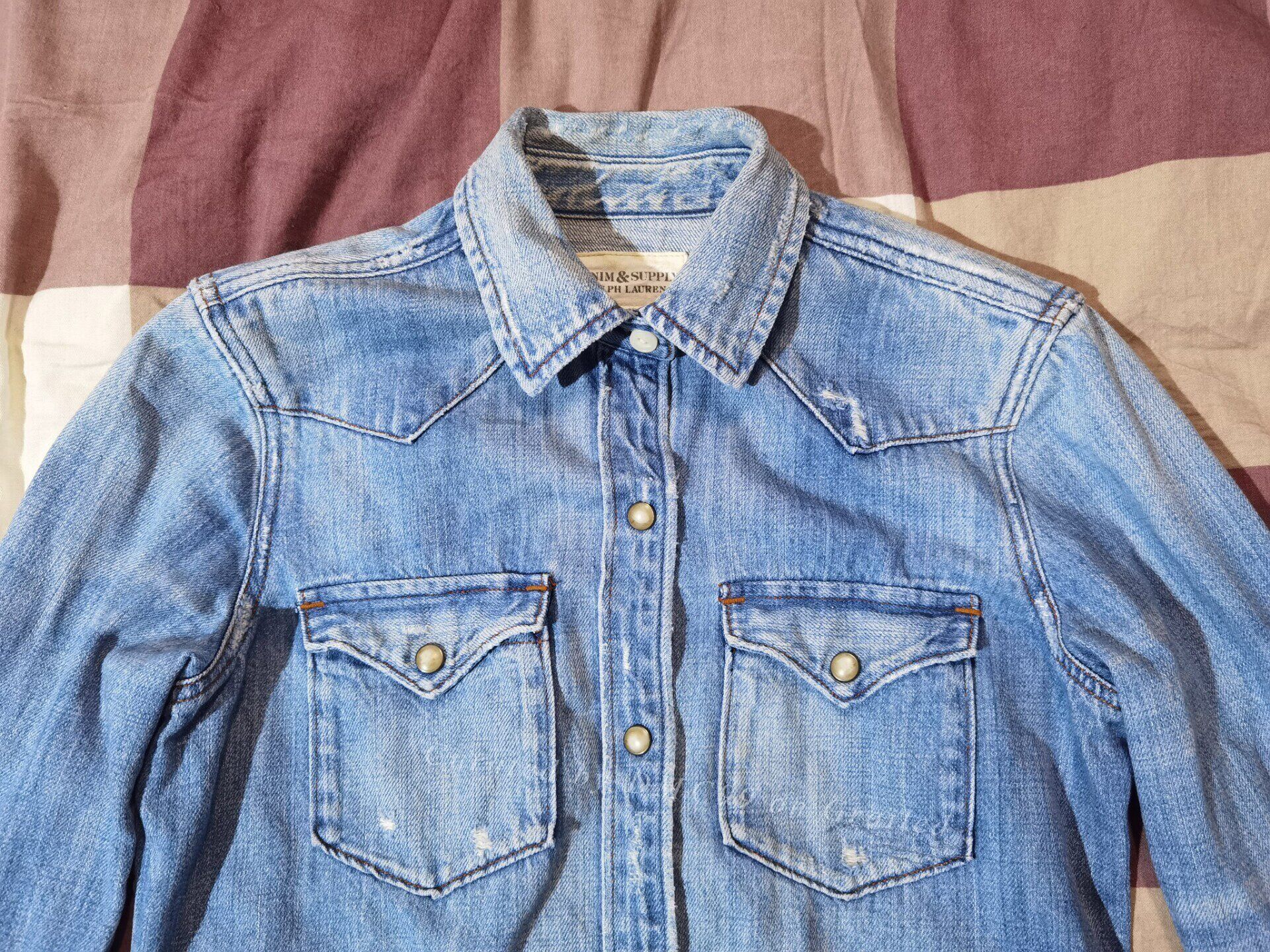 RRL Ralph Lauren Ralph Lauren Heavily Distressed Denim Shirt Size M / US 6-8 / IT 42-44 - 9 Thumbnail