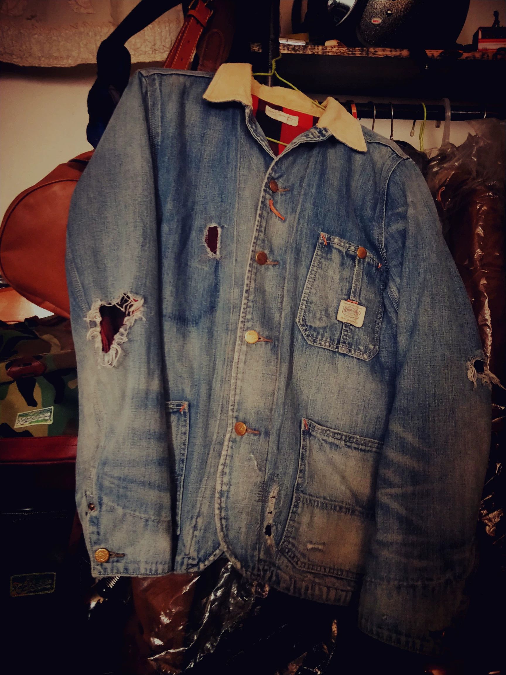 RRL Ralph Lauren Ralph Lauren Railroad Worker Distressed Denim Jacket Size US M / EU 48-50 / 2 - 2 Thumbnail